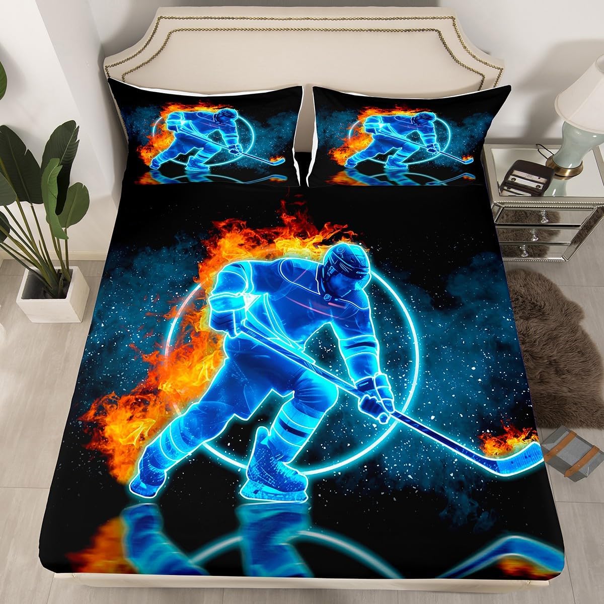 Erosebridal Nautical Bed Cover Twin Ocean Beach Fitted Sheet Room Decorative Lightning Bedding Set for Kids Boys Girls Teens Adult Sea Wave Surfing Fitted Sheet, Navy Blue Fitted Sheet
