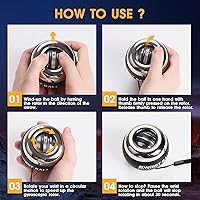 Vista 5 de Pelota de entrenamiento de muñeca, fortalecedor de muñeca giroscópico giroscópico para antebrazo, bola giroscópica para fortalecer brazos, dedos