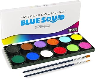 Kinderschminke Set Face Paint von Blue Squid PRO 12x10g Klassische Professionelle Schminkfarbe und Bodypaint, Profischmin...