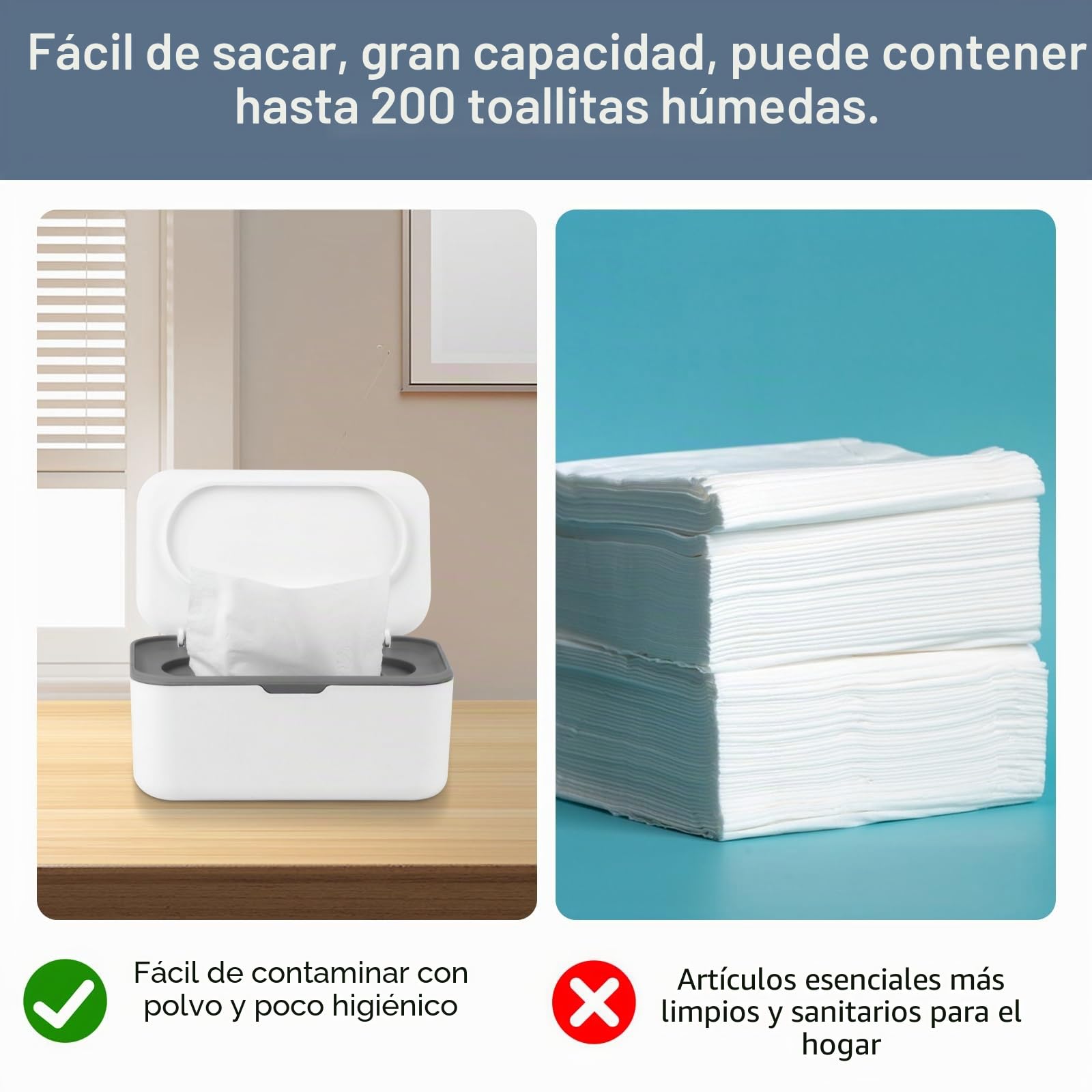 Paquete de 2 cajas dispensadoras de toallitas húmedas, dispensador de toallitas húmedas de plástico para uso en bebés y inodoro, caja de almacenamiento de papel higiénico húmedo, servilletero para el