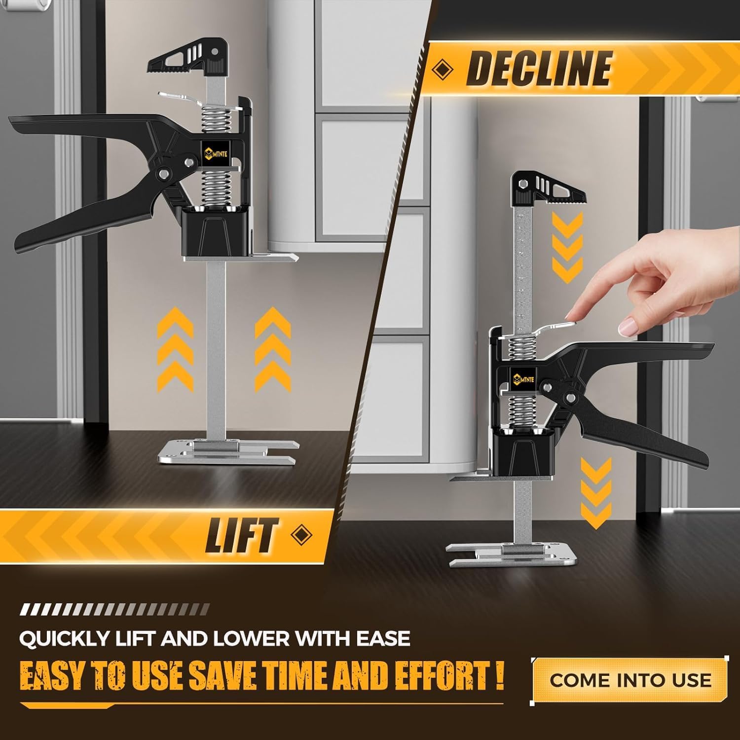 Labor Saving Arm Jack Handle 15 in Furniture Jack Drywall Lift for Wall Tile Locator, Multi Function Height Adjustment, Door Panel, Lever Arm Tool Board Weight 365lb, Lift Range 9.8In - Image 5