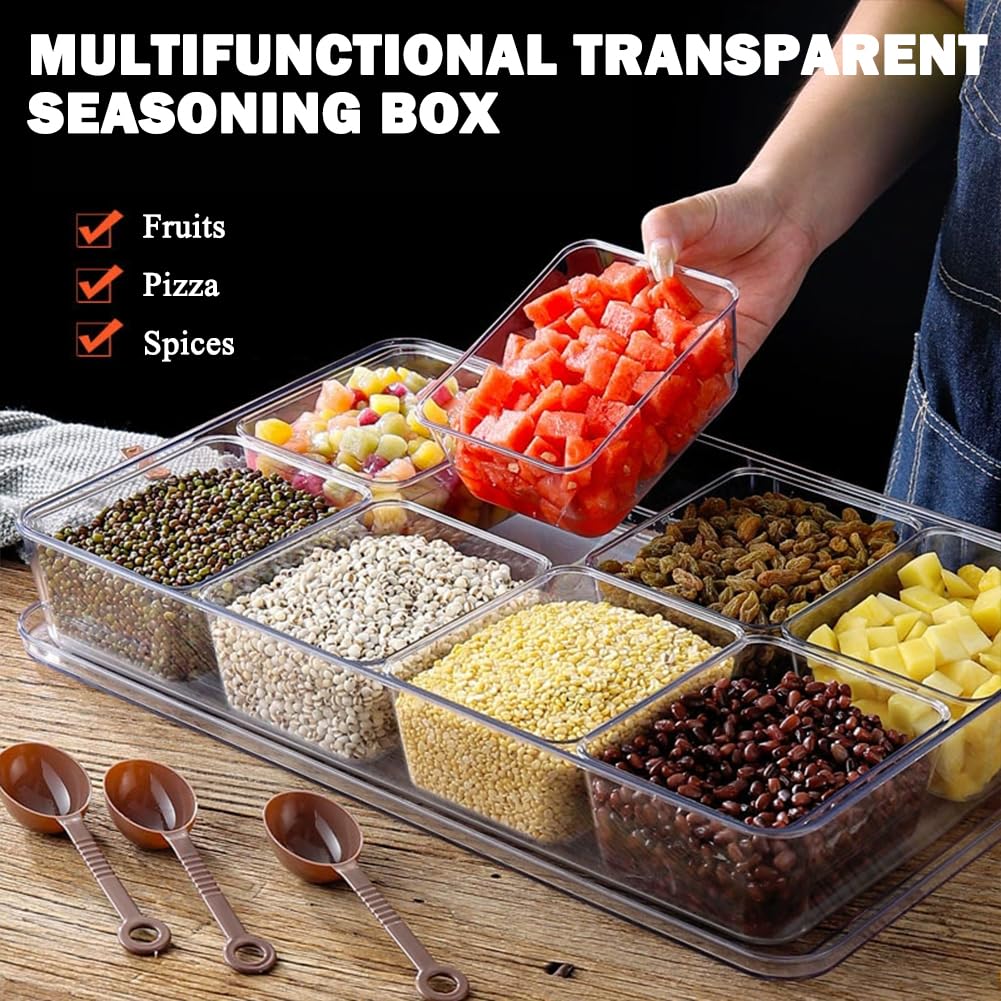 Bandeja para servir pizza con 8 compartimentos, bandeja de buffet de acero inoxidable para condimentos fríos y exhibición de alimentos, perfecta para camareros y mostradores de servicio de alimentos