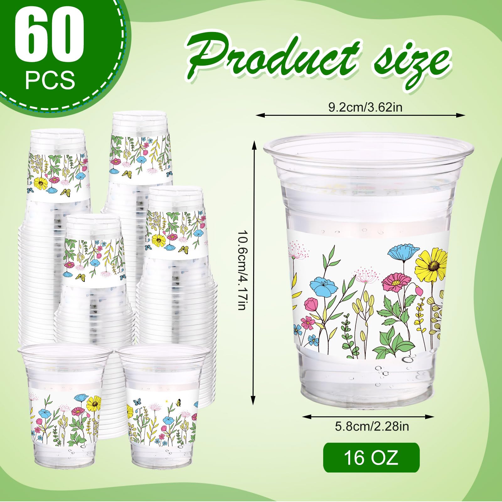 Amazon.com: Hushee 60 Pcs Floral Cups with Spring Summer Flower 16 oz  Wildflowers Plastic Disposable Drinking Cups for Summer Spring Birthday  Baby Shower Party Supplies(Wild Floral) : Health & Household