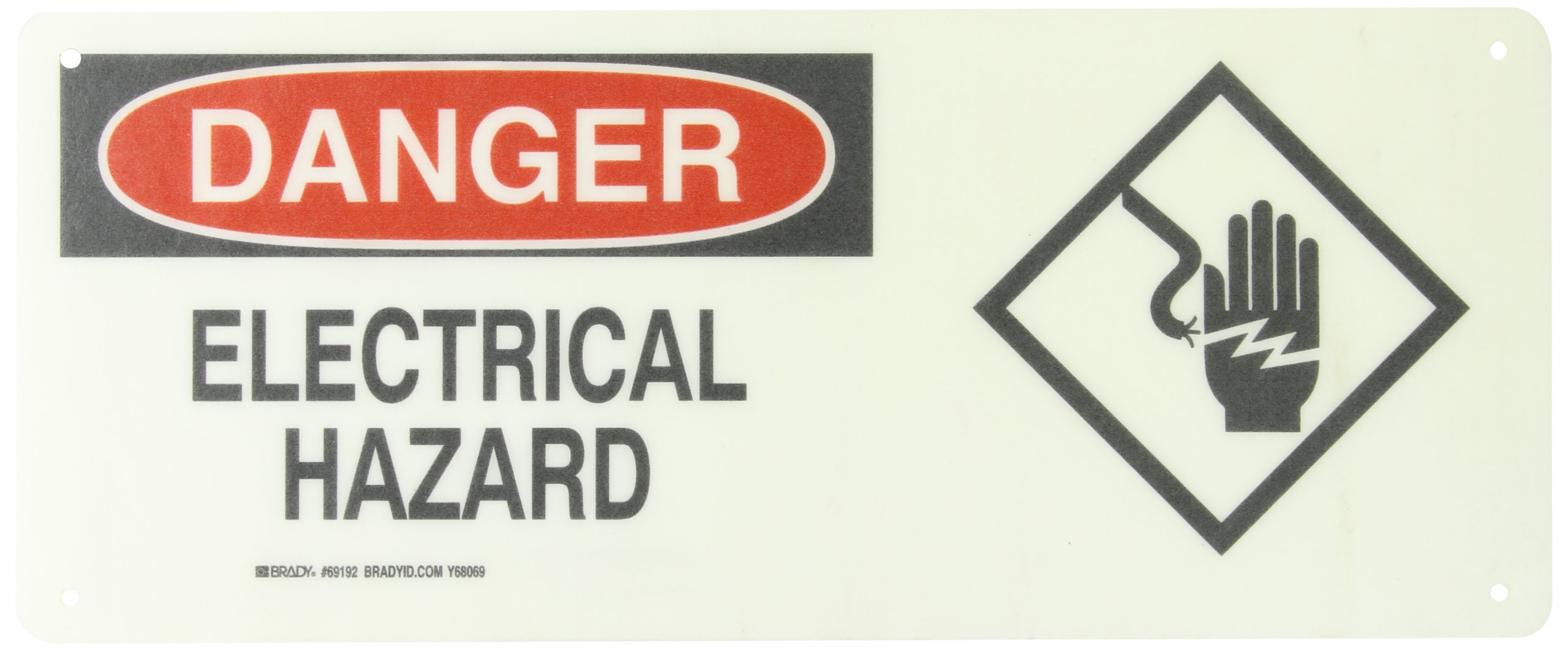 Brady 69192 B-120 - Señal de peligro eléctrico (17 pulgadas de ancho x 7 cm de altura), color negro y rojo sobre blanco