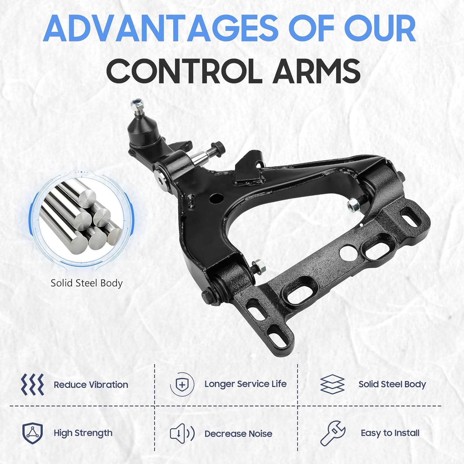 Front Lower Control Arms w/Ball Joints Assembly Suspension Kit for 02-07 Chevy Trailblazer/GMC Envoy, 02-04 Bravada, 04-07 Buick Rainier, 03-07 Isuzu Ascender, 05-07 Saab 9-7X (2pc)