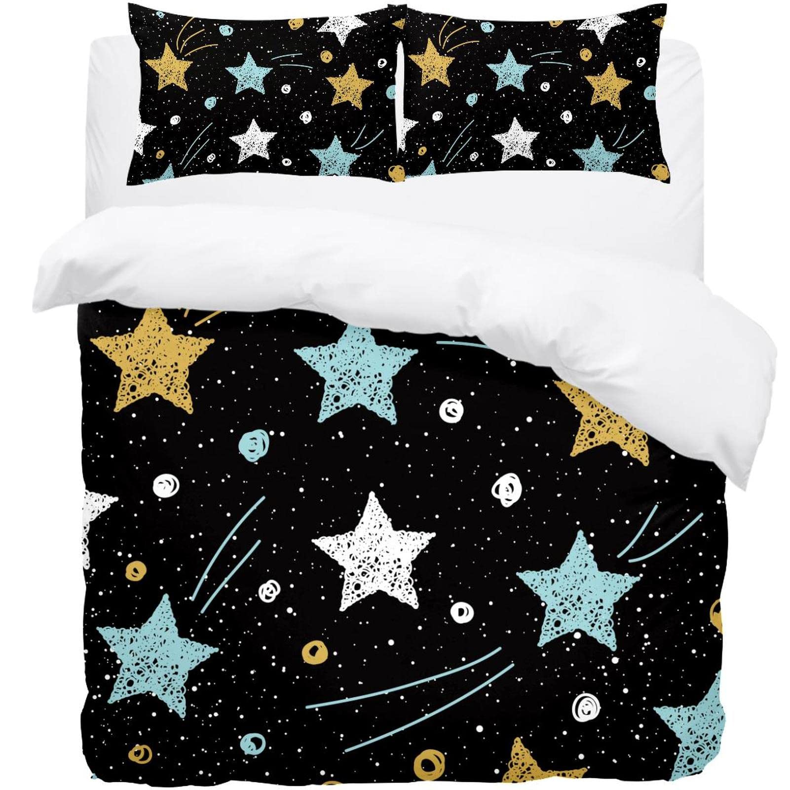 Housse de couette Star Space pour lit double Supersoft noire 3pcs