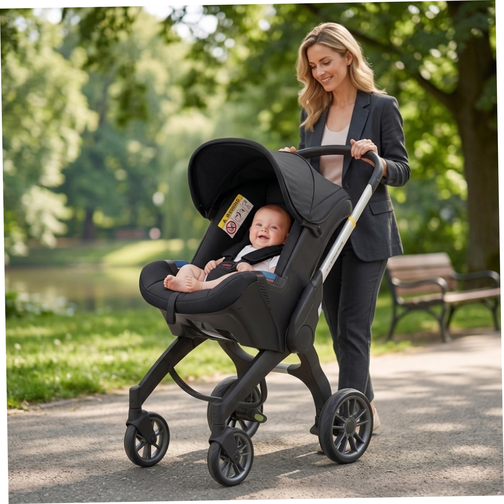 Ensemble doublure de siège et auvent de poussette 4 en 1, coussin poussette avec pare-soleil et épaulettes, accessoires faciles à nettoyer pour porte-bébés - Doublure