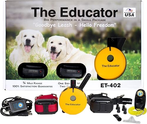 Educator ET-402-34 millas recargable para 2 perros con control remoto para perros pequeños, medianos y grandes por E-Collar Technologies - Collar de