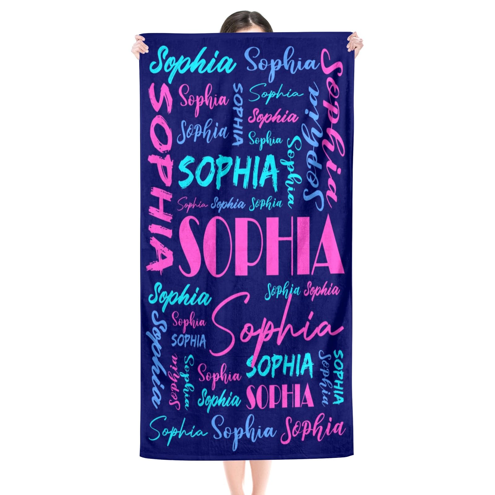 Puercha Personalized Beach Towels for Kids Adults, Kids Beach Towels, Custom Beach Towel for Girls Boys, Customized Beach Towels with Names