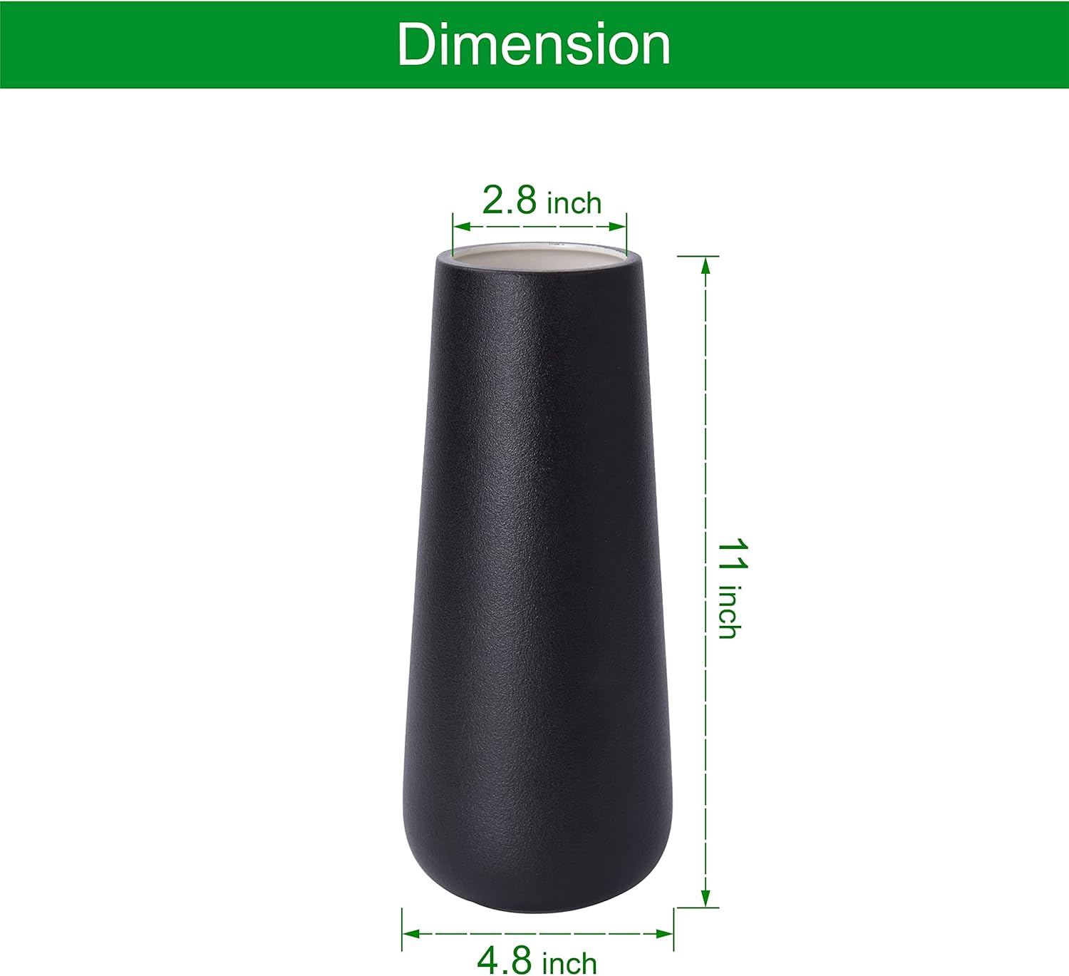 D'vine Dev 11 Inch Ceramic Flower Vase Textured Finishing, Minimalist Design for Kitchen, Bedroom, Living Room, Centerpieces, Office, Raven Grain, VS-XH-B-2 - Image 3