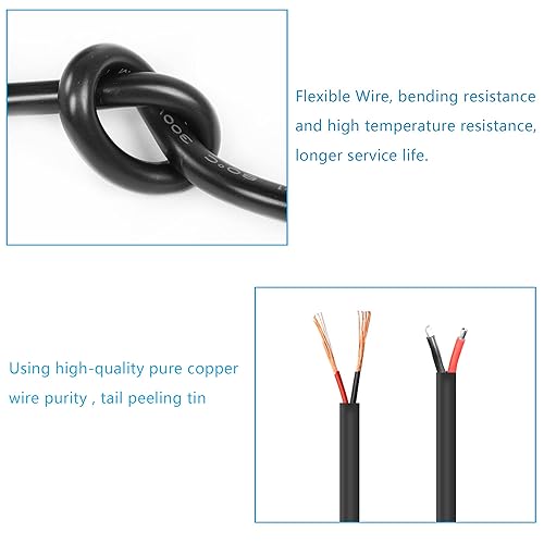 Miniatura 5 de GINTOOYUN 2 unidades de cable de conexión DC8020 CC de 0.315in x 0.079in, enchufe macho para desnudo, cable de alimentación de extremo abierto,