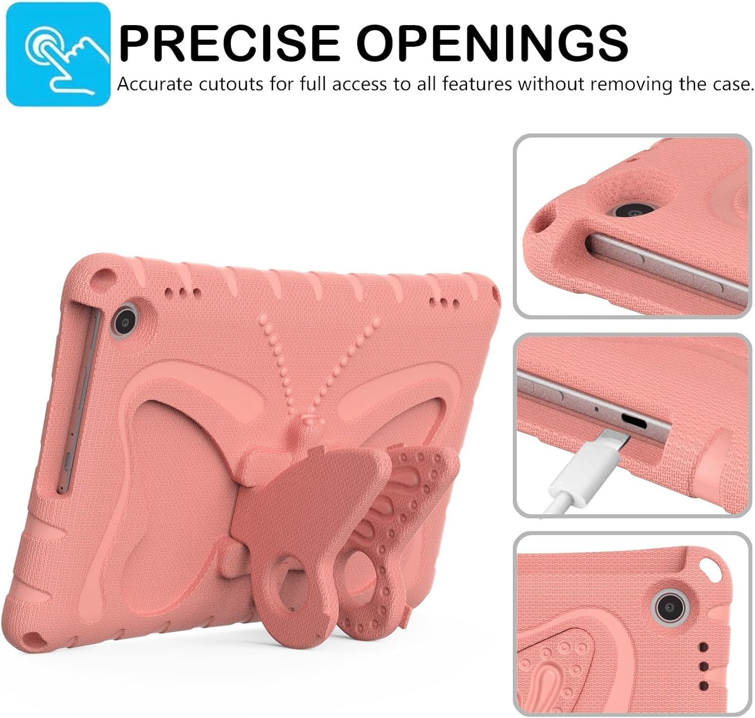 Case Compatible with Kindle Fire Max 11 Tablet (13th Generation,2023 Release) for Kids for Kids,Cute Design Light Weight EVA Rugged Shockproof Stand Protective Stand Cover+Shoulder Strap.Pink