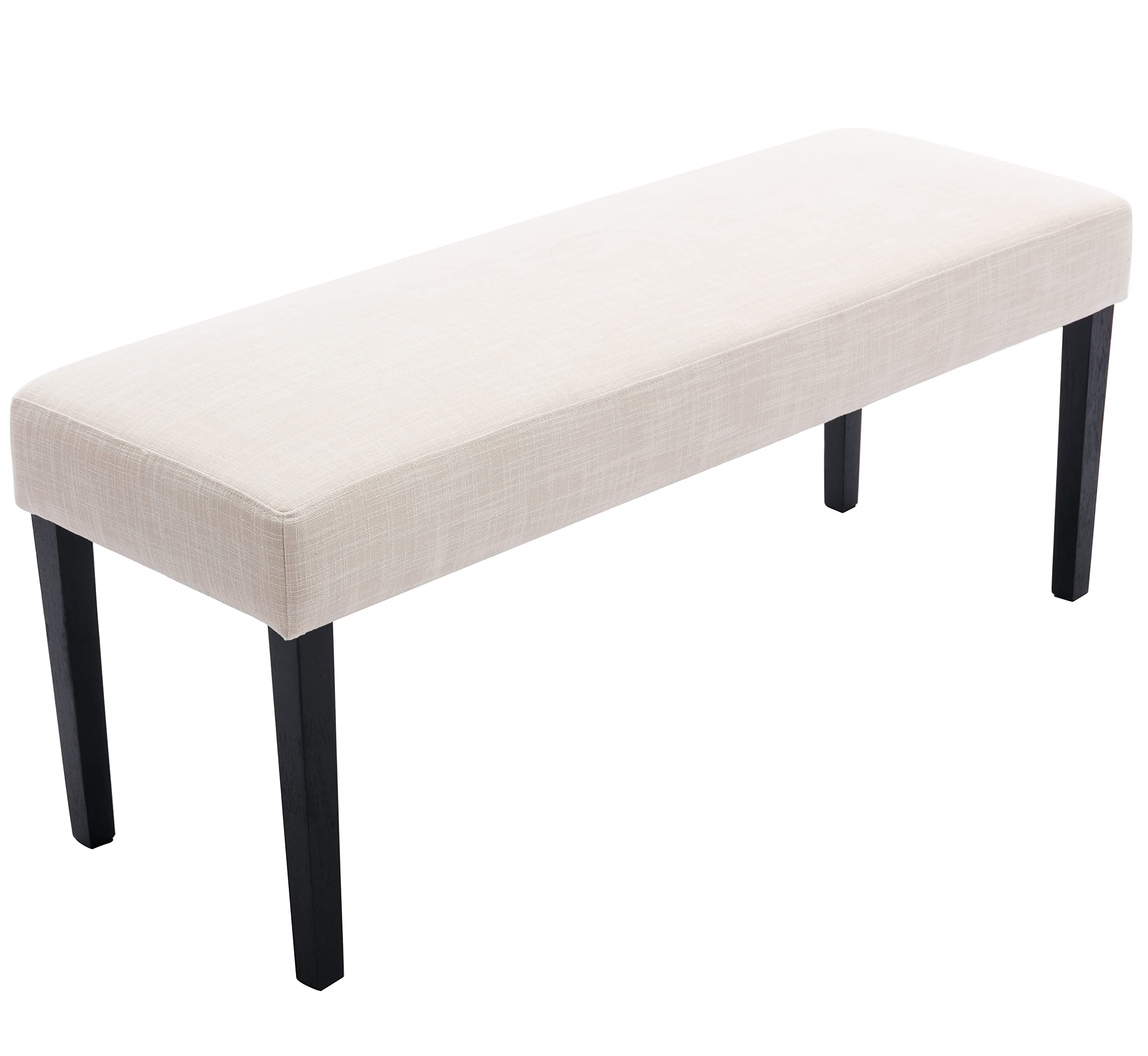 RIVOVAModern Linen Upholstered Bench Dining Bench with Wood Legs, 45.5" Memory Foam Upholstered Entryway Bench, Fabric End of Bed Bench for Bedroom Living Room Hallway, Beige