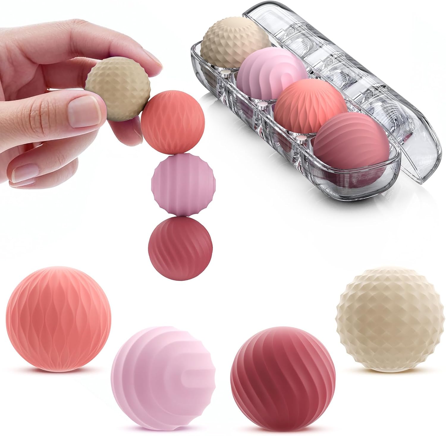 Silicone Magnetic Balls Fidget Toys for Adults & Teens, Stress Relief Sensory Toys for Help Relieve Stress, Anxiety, Tension, Fingertip Touch Training, Concentration Improvement (Set of 4)