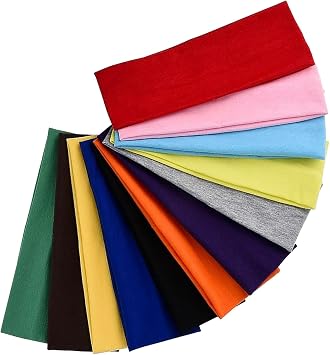 12 Pcs Stretchy Fabric Headbands for Womens Hair Non Slip Cotton Cloth Headbands Fashion Wide Soft Workout Headband Sweat Absorption for Women Daily Life Gym Yoga Running Sports