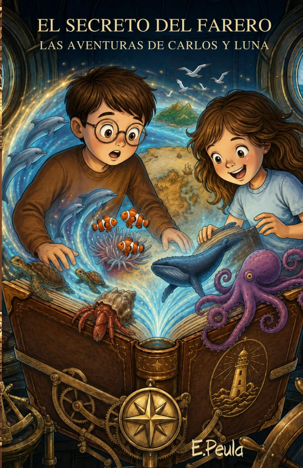 EL SECRETO DEL FARERO: LAS AVENTURAS DE CARLOS Y LUNA: Una aventura de naturaleza y valores para niños de 7 a 11 años | Libro ilustrado de aprendizaje emocional y biología marina.