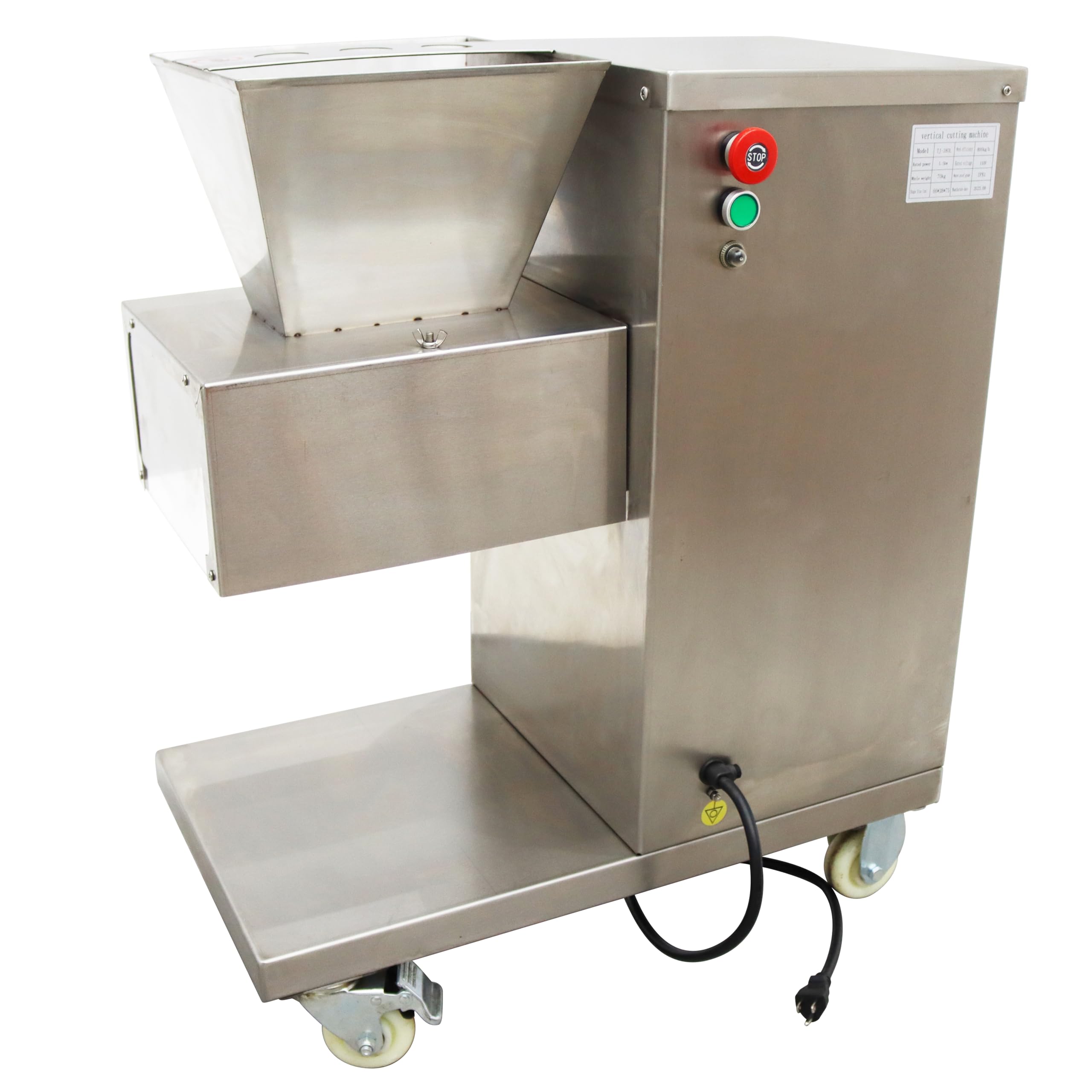 TECHTONGDA Commercial Meat Slicer Cutting Machine with 3mm Blade Electric Stainless Steel Meat Cutter Steak Pork 1760LBS/H