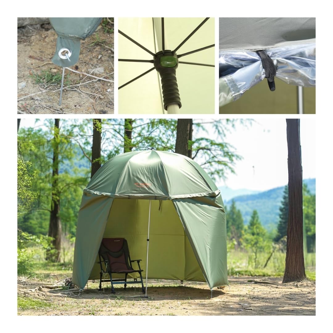 MK-Angelsport "5 Seasons Schirm Angelschirm mit Seitenwand geschlossen, wasserdicht Karpfenzelt Anglerschirm Angelzelt