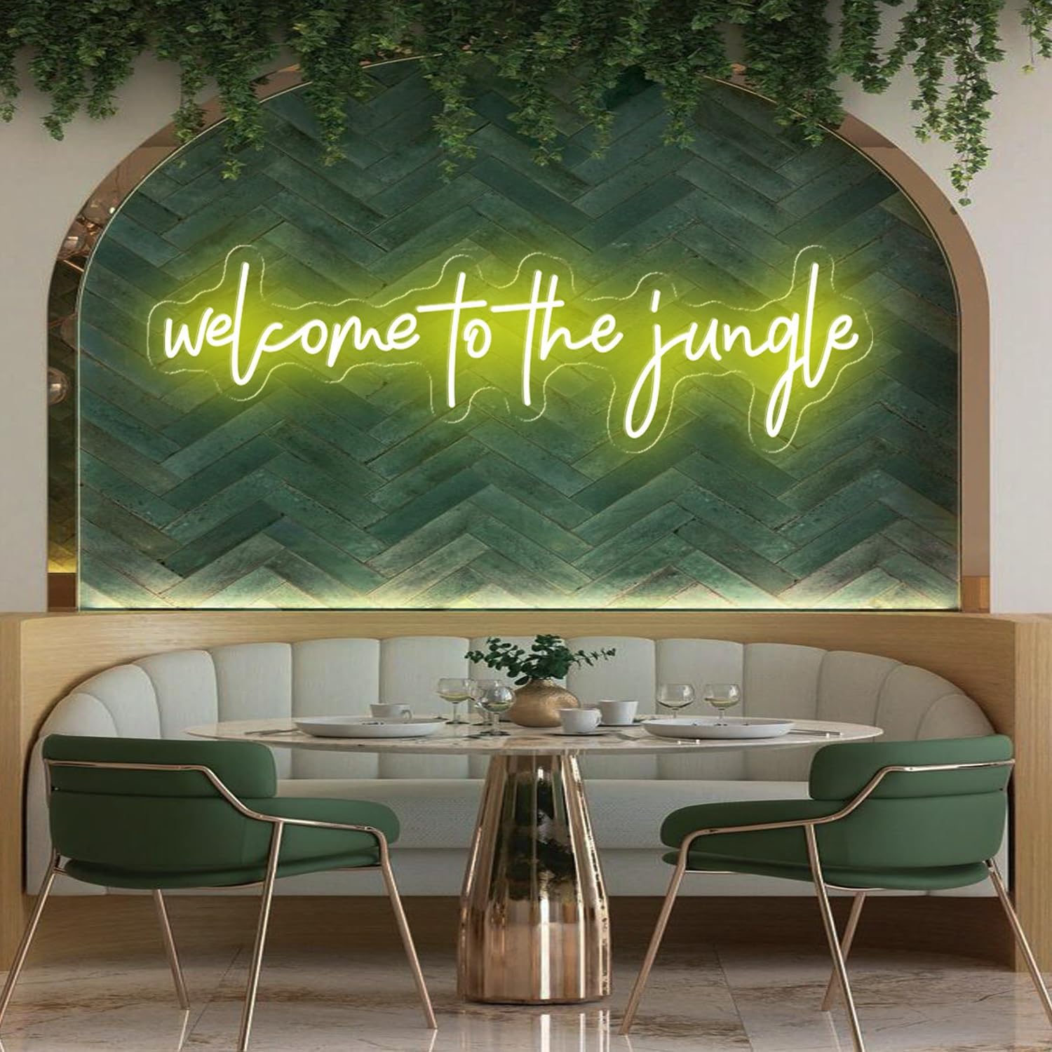 Large Welcome to The Jungle Neon Sign, Jungle Neon Light, Dimmble LED Light Sign Wall Decor, Neon Welcome Sign, Bedroom Home Office Wall Neon Signs, Custom Color＆Size