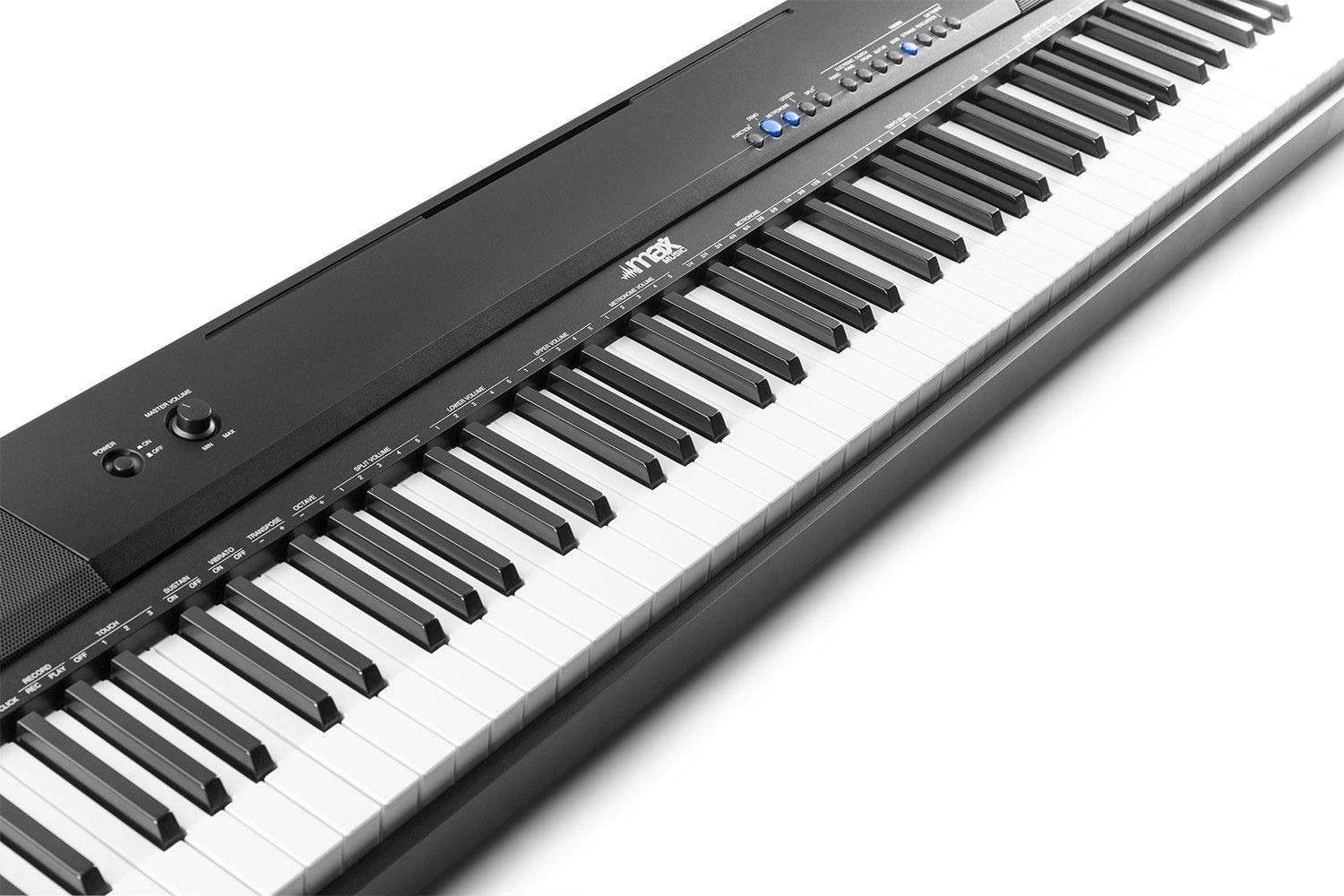 MAX KB6 Piano Digital, Teclado Electrónico de 88 teclas sensibles al tacto, pedal de sostenido, reproductor/grabador de MP3