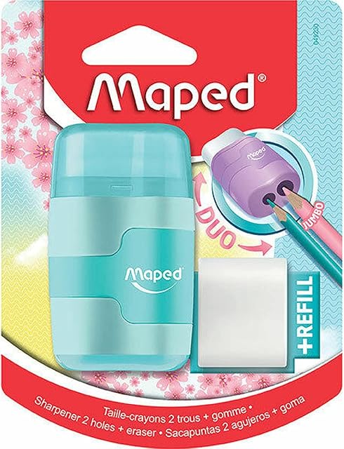 Maped Connect Duo Pastel temperówka do ołówków i gumka (różne kolory), 049230