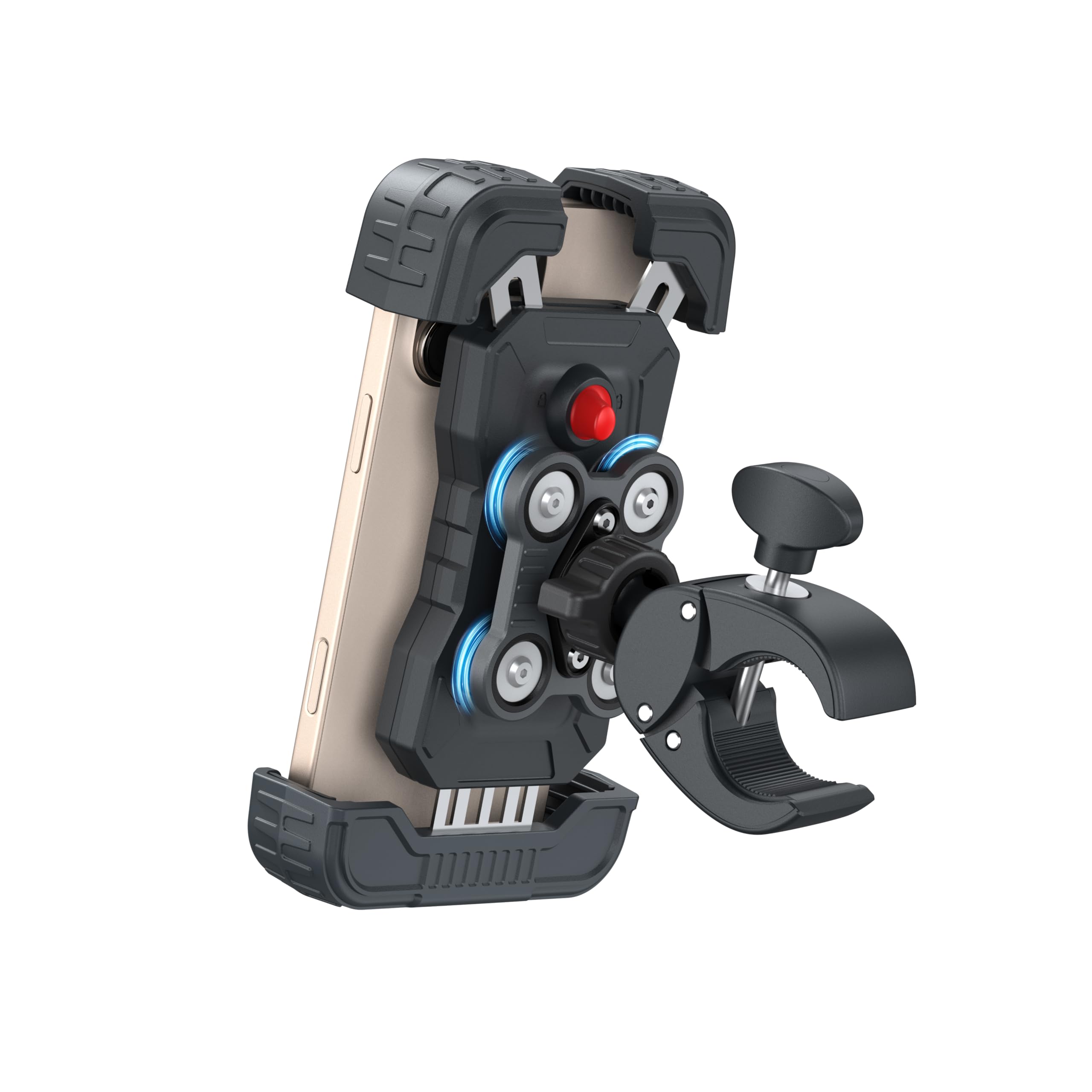 Bovemanx Motorcycle Phone Mount Holder, [150mph Wind Anti-Shake][7.2inch Big Phone Friendly] Bike Phone Holder, Motorcycle Handlebar Cell Phone Clamp, Compatible with iPhone 16 Pro Max, Tangerine