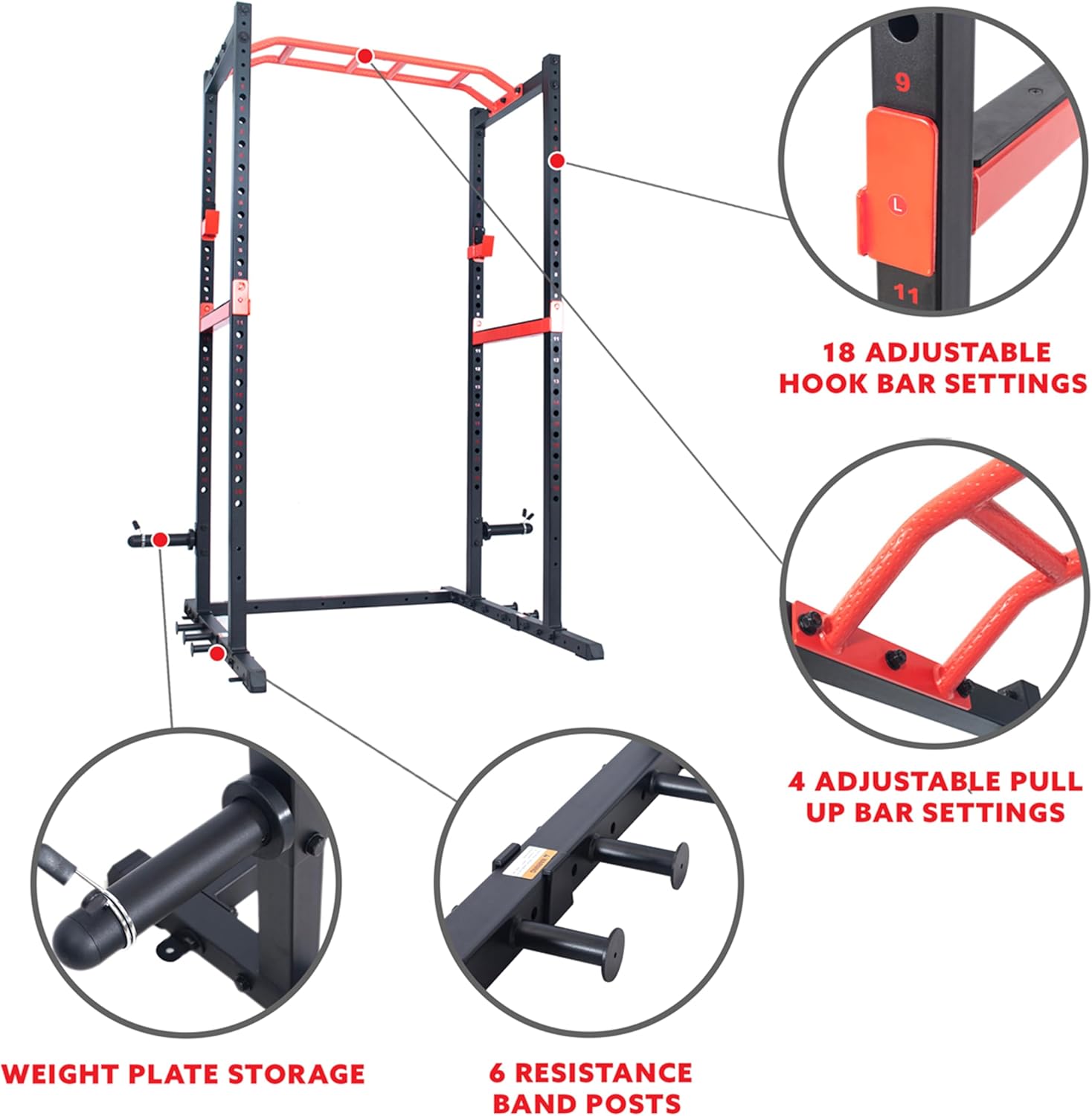 Sunny Health & Fitness Sunny Health & Fitness Power Zone Strength Rack – 1000 LB Capacity & Spotter Bar - Image 6