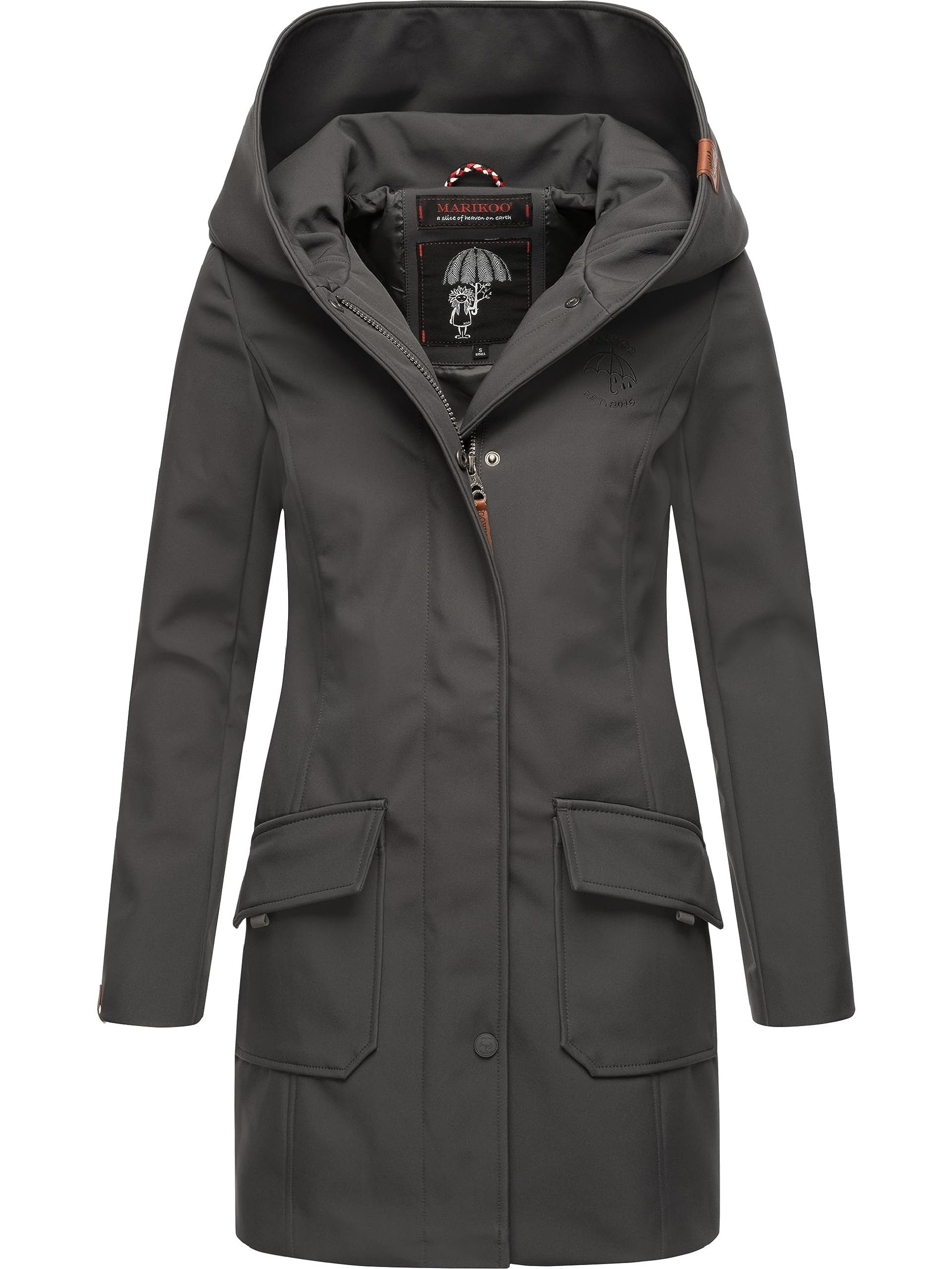 Marikoo Women's Anthracite Mayleen Transition Jacket Softshell Coat Breathable With Hood Xs - 5XL, S