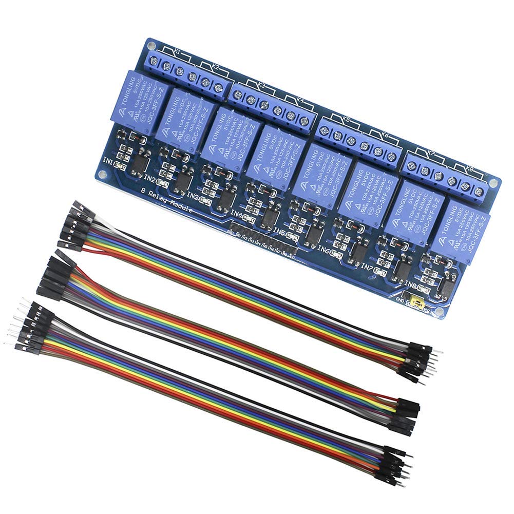 REES52 8 Channel DC 5V Relay Module with Optocoupler LED Indicator