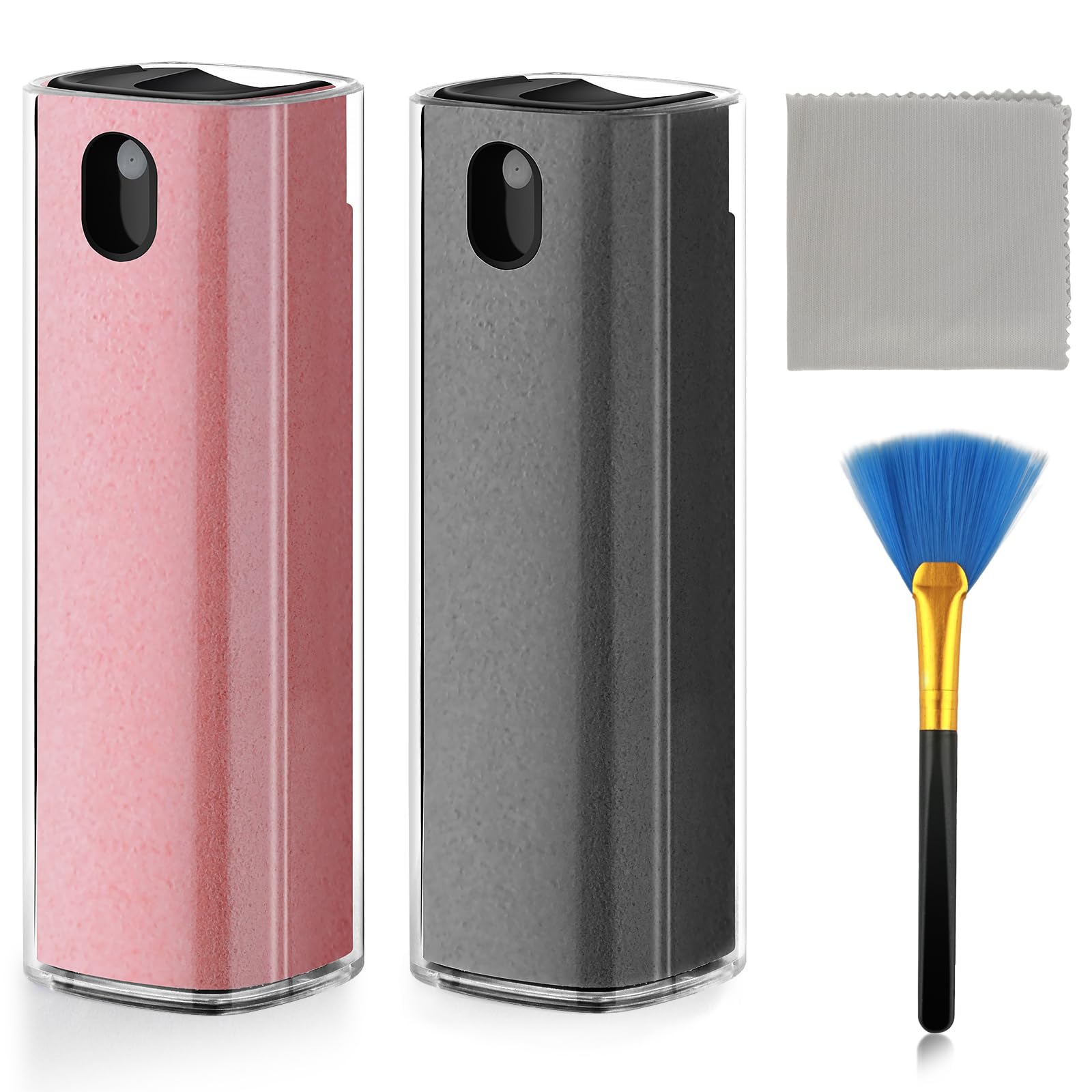 Limpiador de pantalla a prueba de huellas dactilares, limpiador de niebla 3 en 1, seguro para todos los teléfonos, computadoras, portátiles, tabletas y pantallas de coche (gris y rosa)