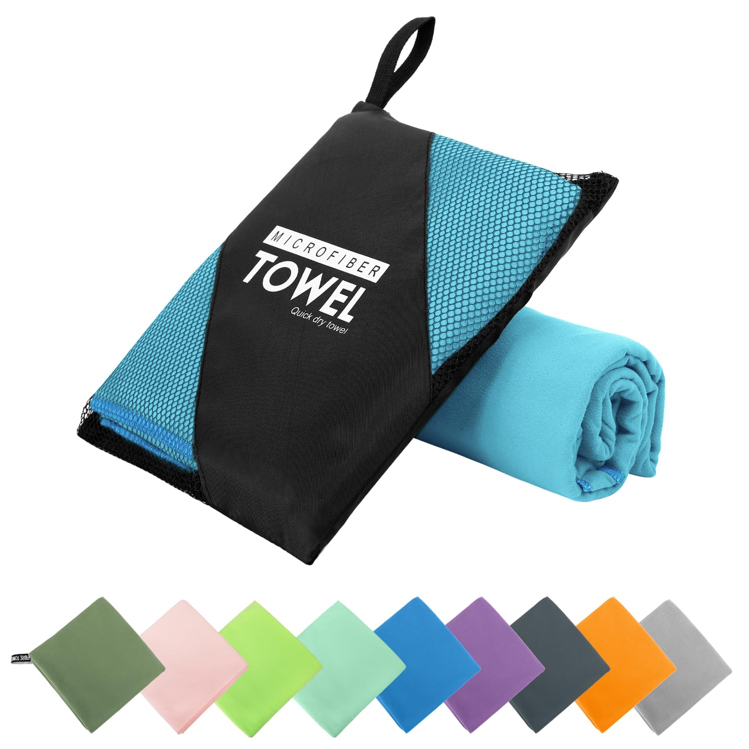ZIUDBOC Microfiber Travel Towel, Soft Lightweight Quick Dry Towel, Super Absorbent Compact Travel & Sports & Beach Towels for Camping, Backpack, Gym, Swimming, Yoga, Hiking (L:24"×48" -Light Blue) — image 1