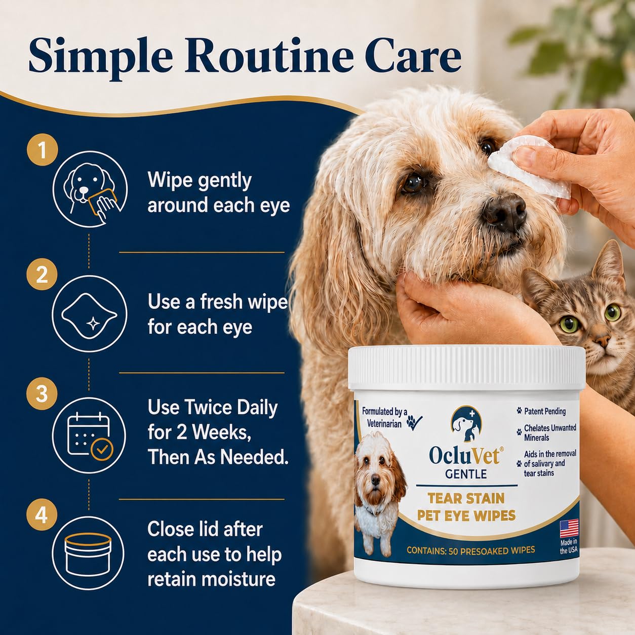 OcluVet Tear Stain Wipes for Dogs, Cats & Horses, 50 Count — Amazon image 5