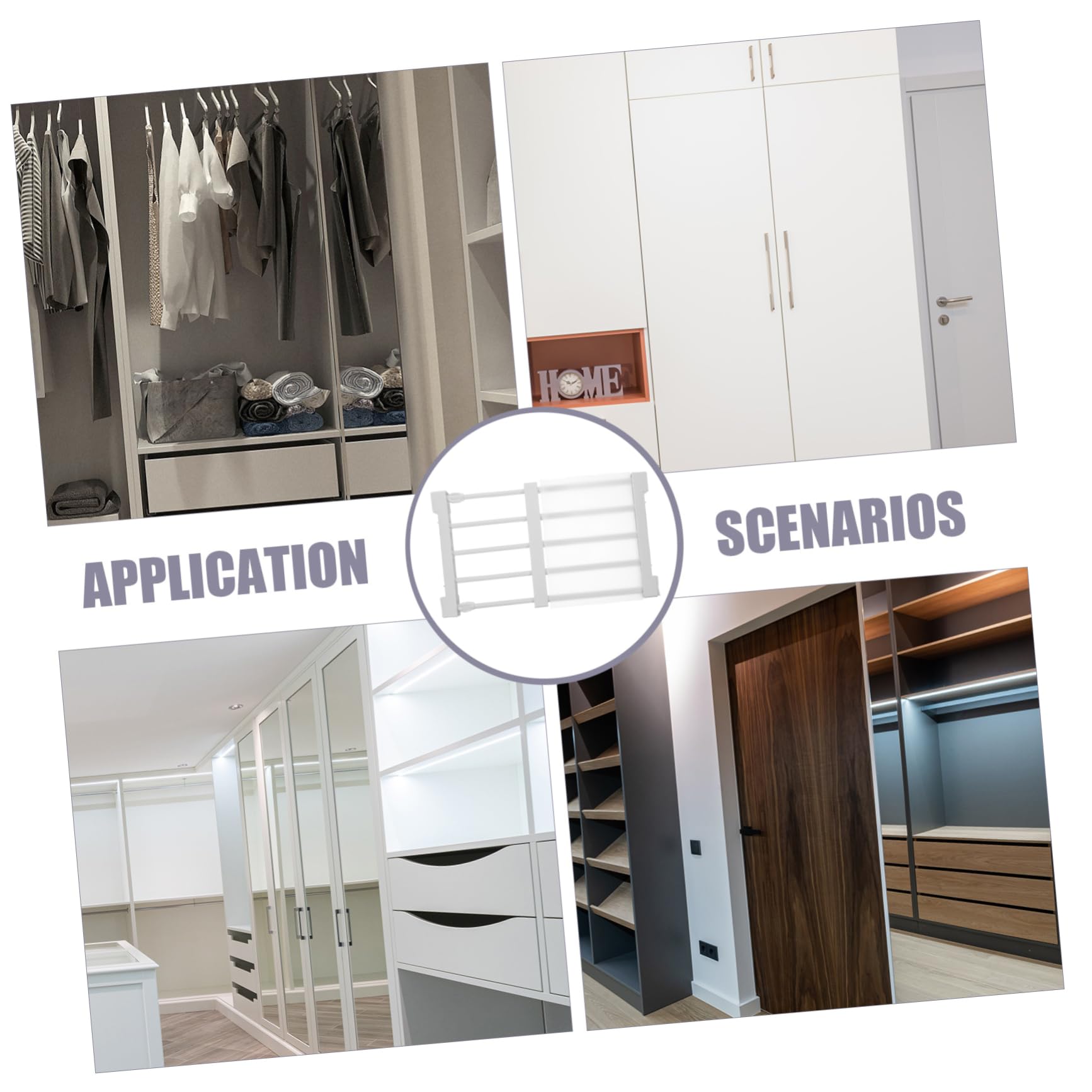 Cabilock Adjustable Closet Divider Shelf Nail Tension Storage Rack Expandable Closet Organizer Material Space Saving for Household Shelves