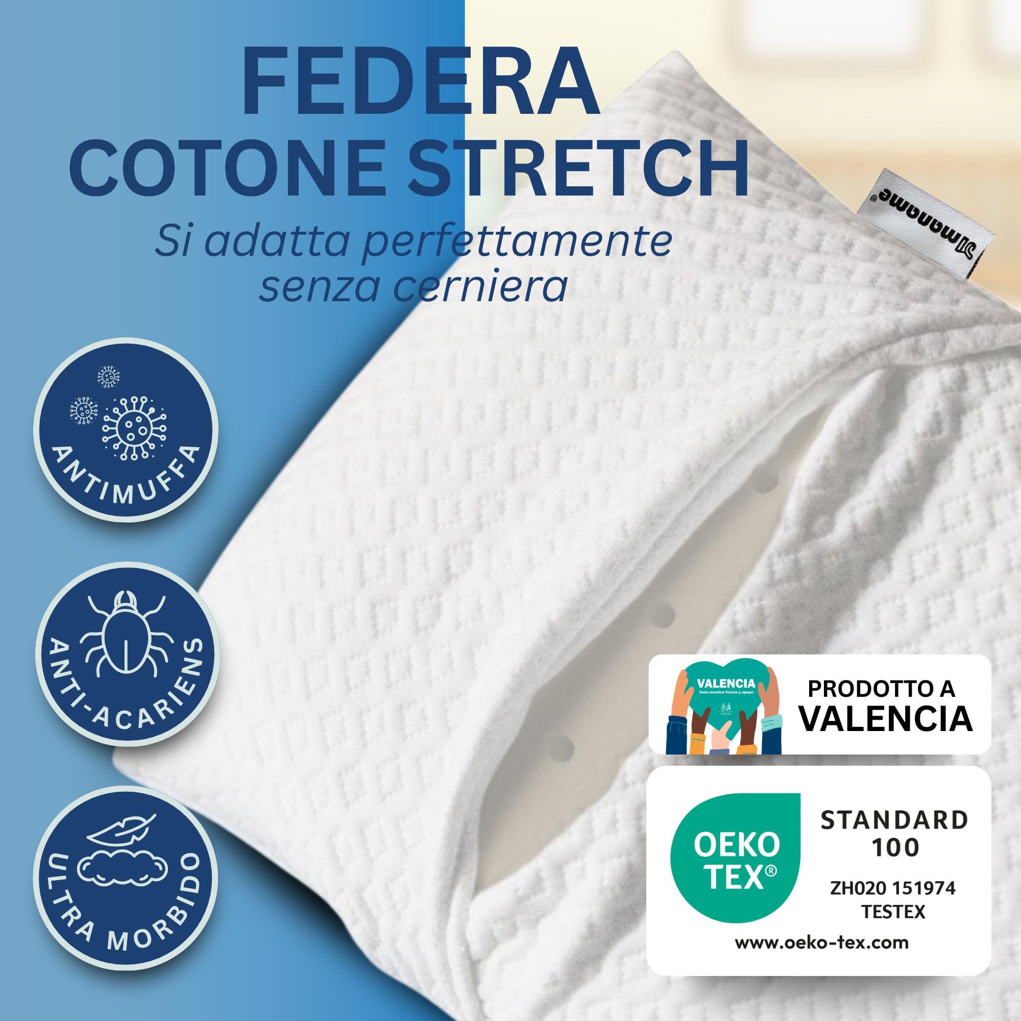 maname Cuscino Neonato 0-1-2-3 Anni Plagiocefalia Antisoffoco Antireflusso - Cuscino Lettino Bambino Viscoelastico Ergonomico - 40x60 Basso, Doppio Rivestimento Anti-Acari Traspirante - Baby Pillow