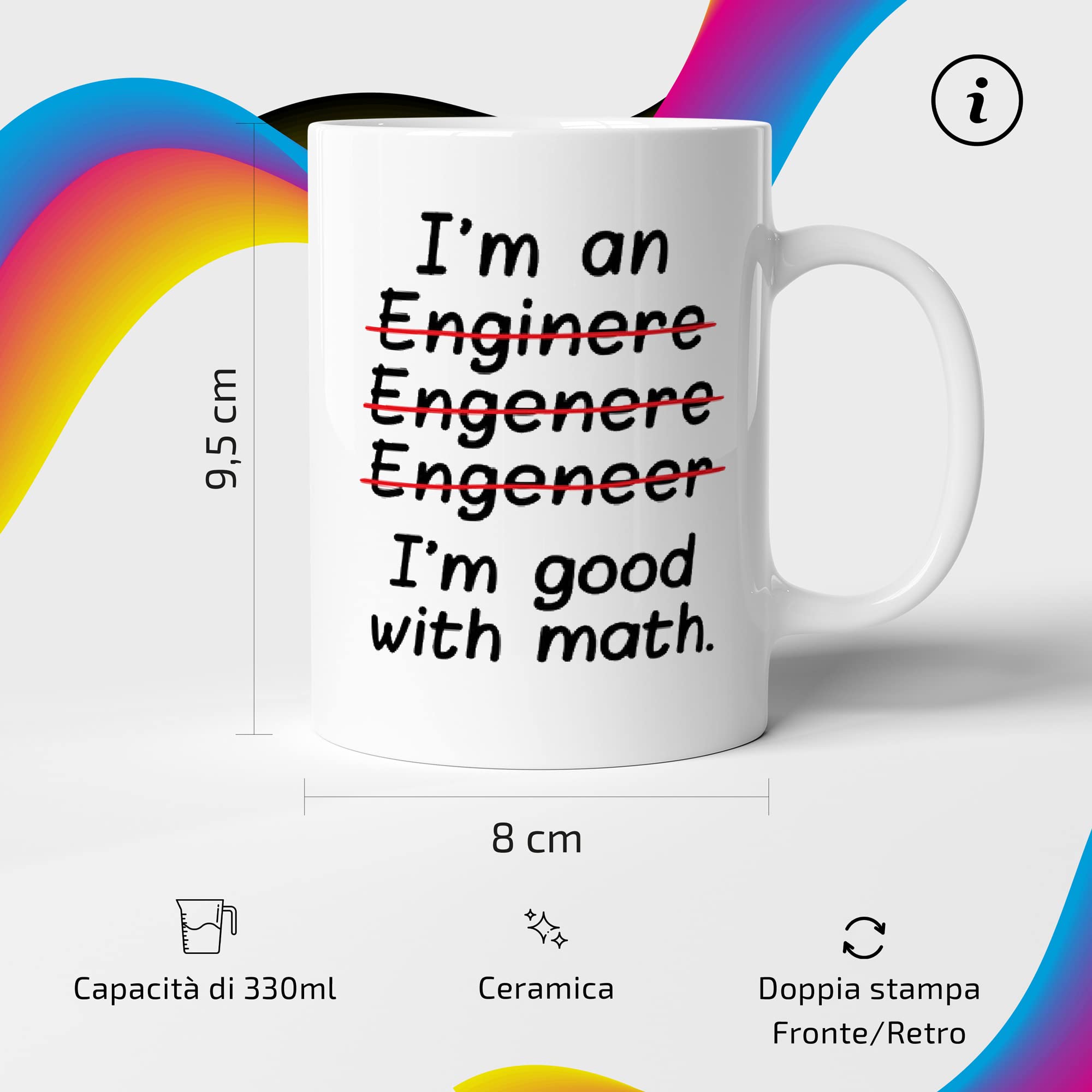 Tazza Da Caffè Per Ingegnere 'I'm An Engineer Im Good At Math' - Regalo Divertente 330 Ml In Ceramica, Idea Compleanno Per Amico Collega