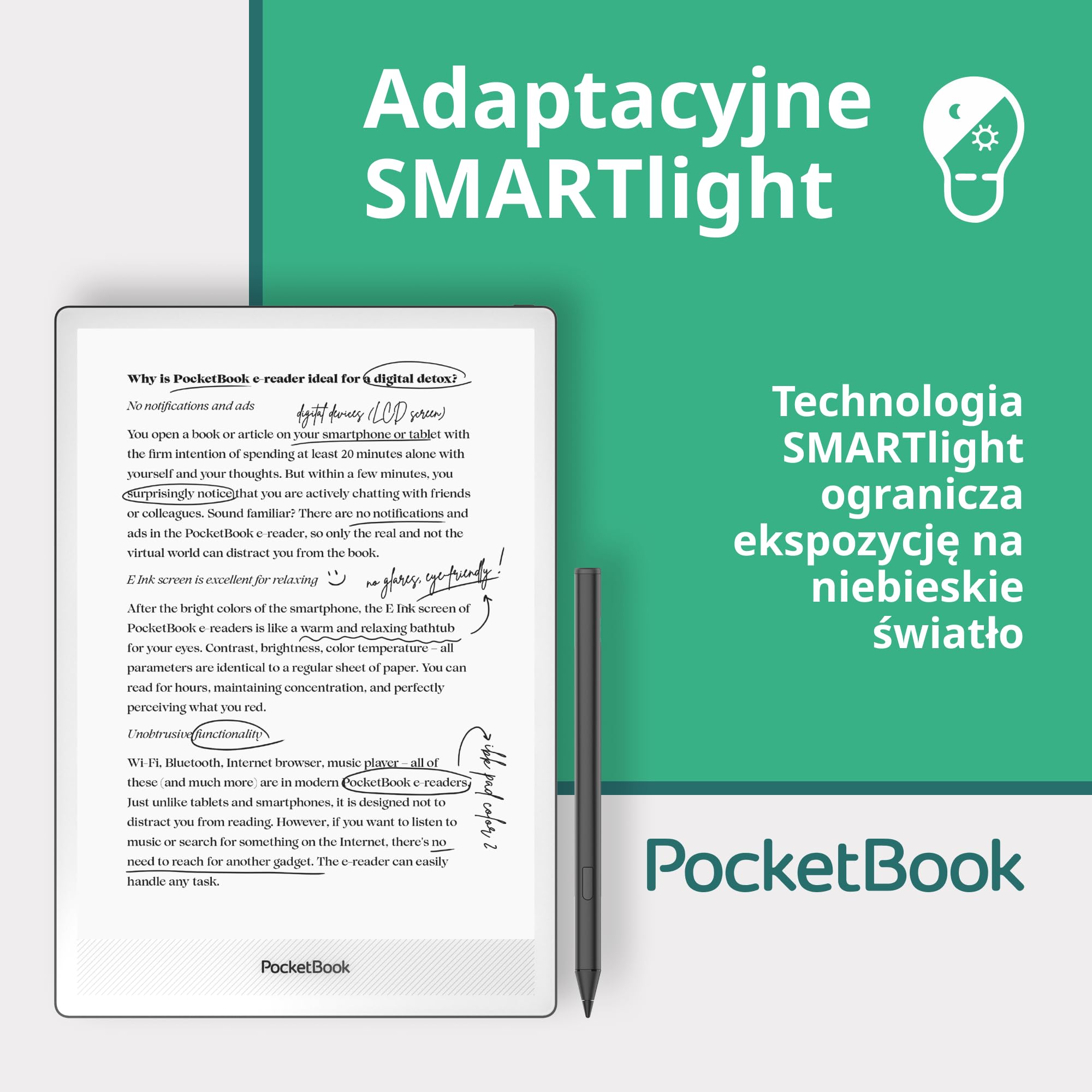 PocketBook InkPad One Czytnik EBooków - 10,3" Wyświetlacz E Ink Mobius - Cyfrowy Notatnik z Obsługą Rysika - 32GB, WiFi & Bluetooth - Odtwarzanie Audiobooków, Czytanie i Notowanie