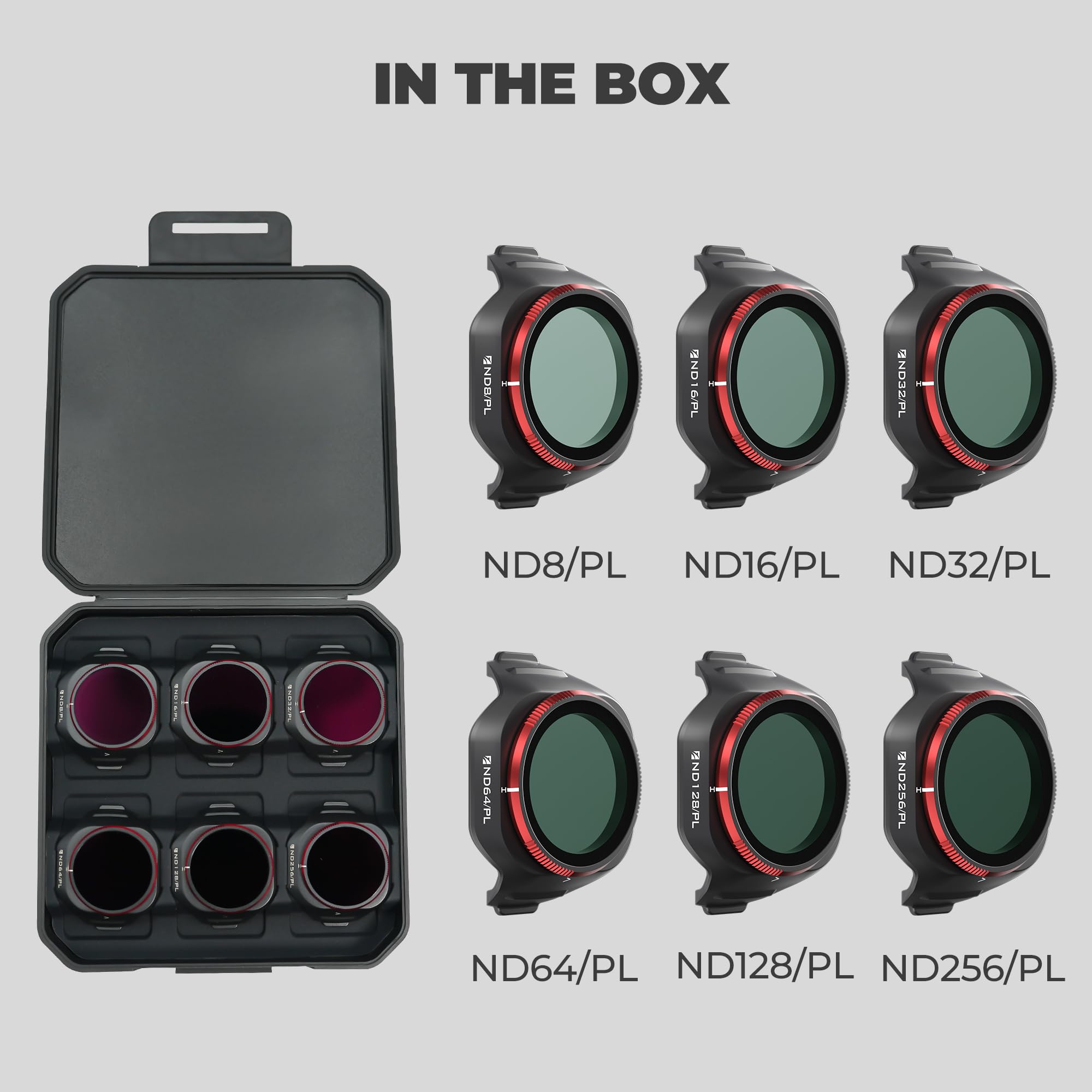 Freewell Bright Day - Confezione da 6 filtri ND/PL per DJI Mini 5 Pro - ND8/PL, ND16/PL, ND32/PL, ND64/PL, ND128/PL & ND256/PL - Filtri polarizzati per controllo dell'esposizione e riduzione