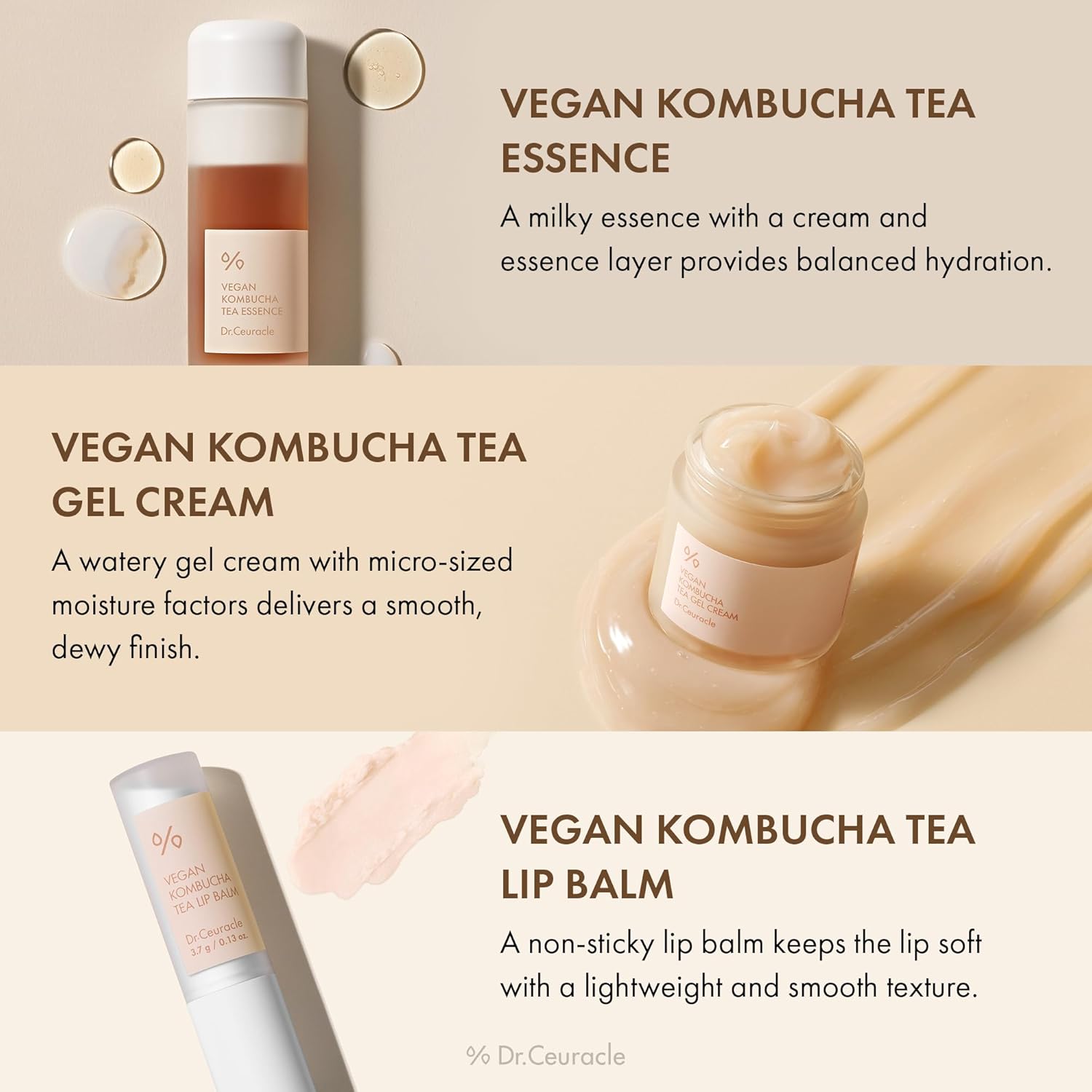 Dr.Ceuracle Vegan Kombucha Tea Essence and Gel Cream - Korean Skincare Gift Set for Holiday (Special Set) - Image 3