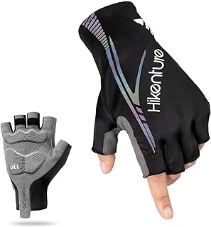 Hikenture Mens Cycling Gloves,5MM Padded Bike Gloves,Breathable & Anti-Slip Half Finger Bicycle Gloves