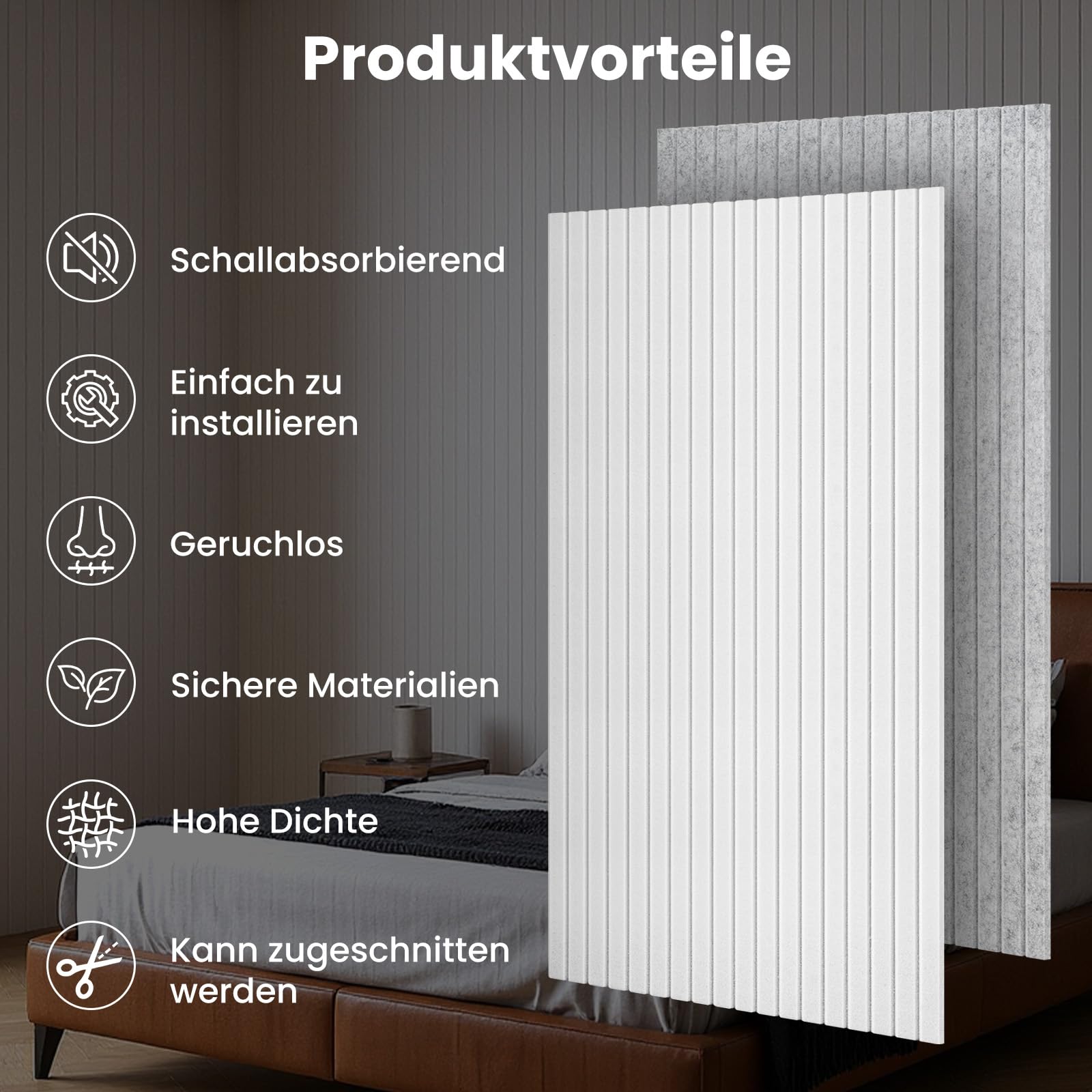 Youyijia 8 Stücke Akustikpaneele selbstklebend, 120x60x0.9cm, Schalldämmung Schallschutz wand Schallschutzplatten Akustikplatten für Tonstudio, Büro, Studio und Wanddekoration, Grau