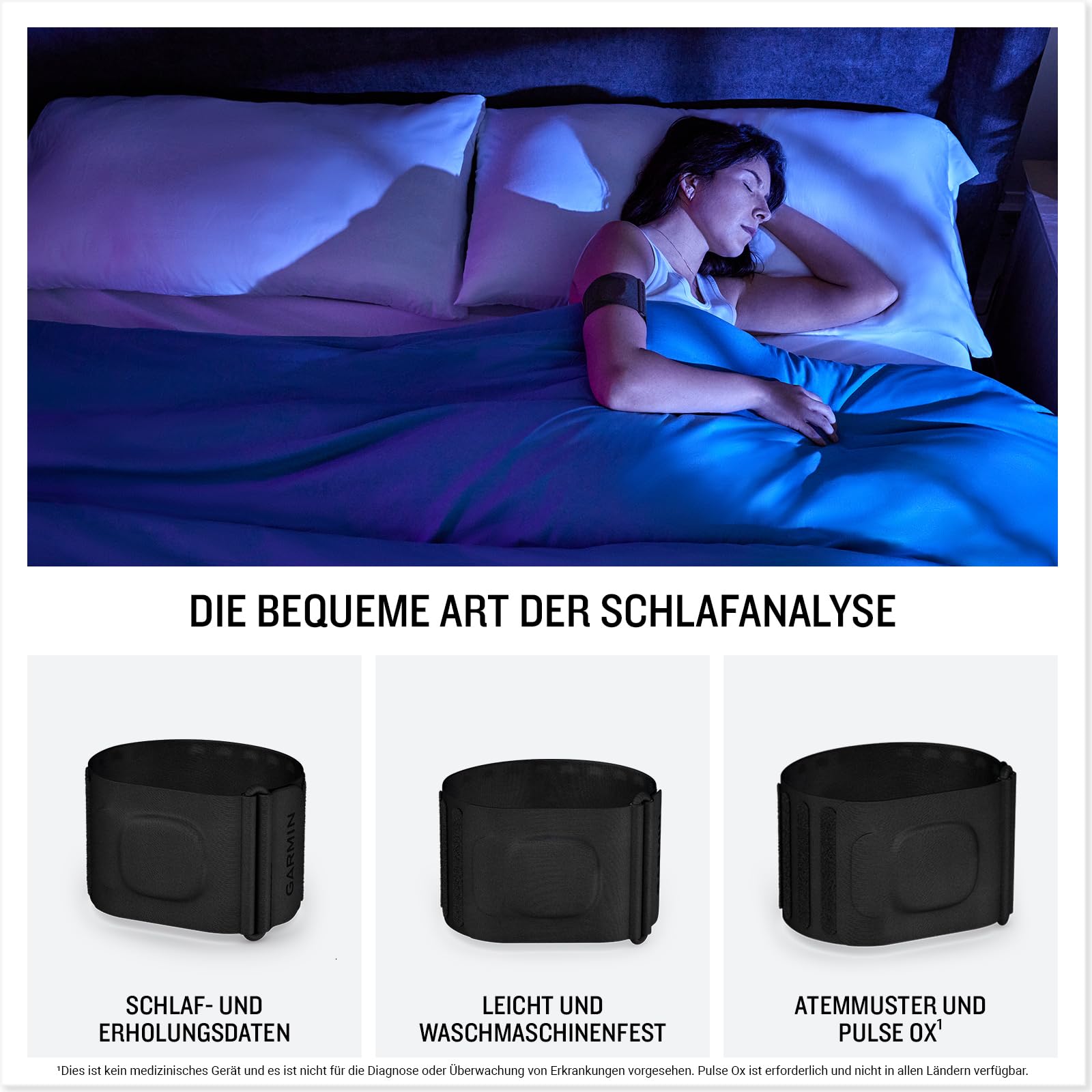 Garmin Index Sleep Monitor - smartes Schlafarmband, Akkulaufzeit bis zu 7 Nächte, Erfassung von Schlafphasen, SleepScore, Herzfrequenzvariabilität, Stresslevel, intelligenter Weckalarm (S/M) - 3