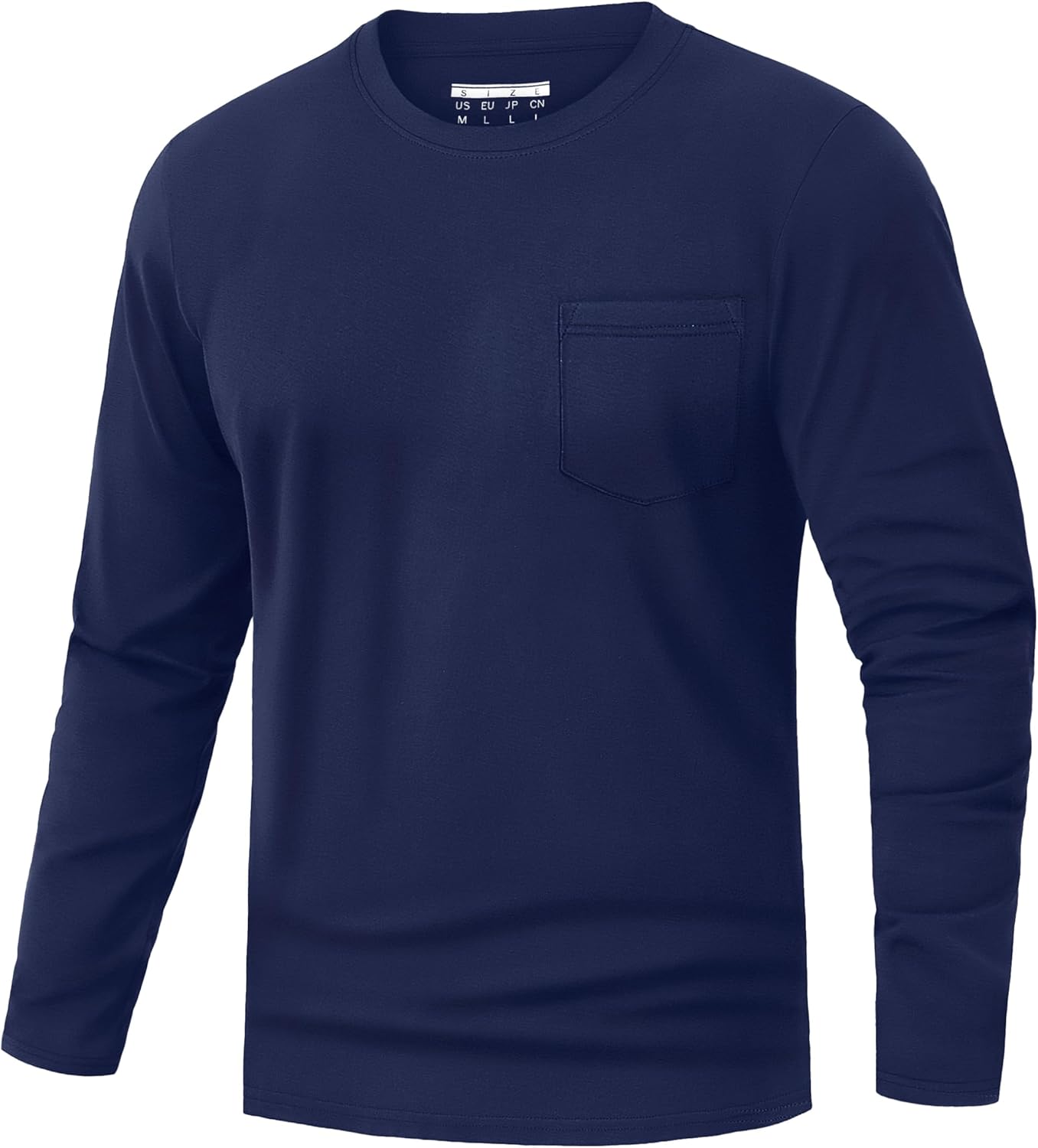 EKLENTSON Men’s Cotton T-Shirts Long Sleeve Pocket...
