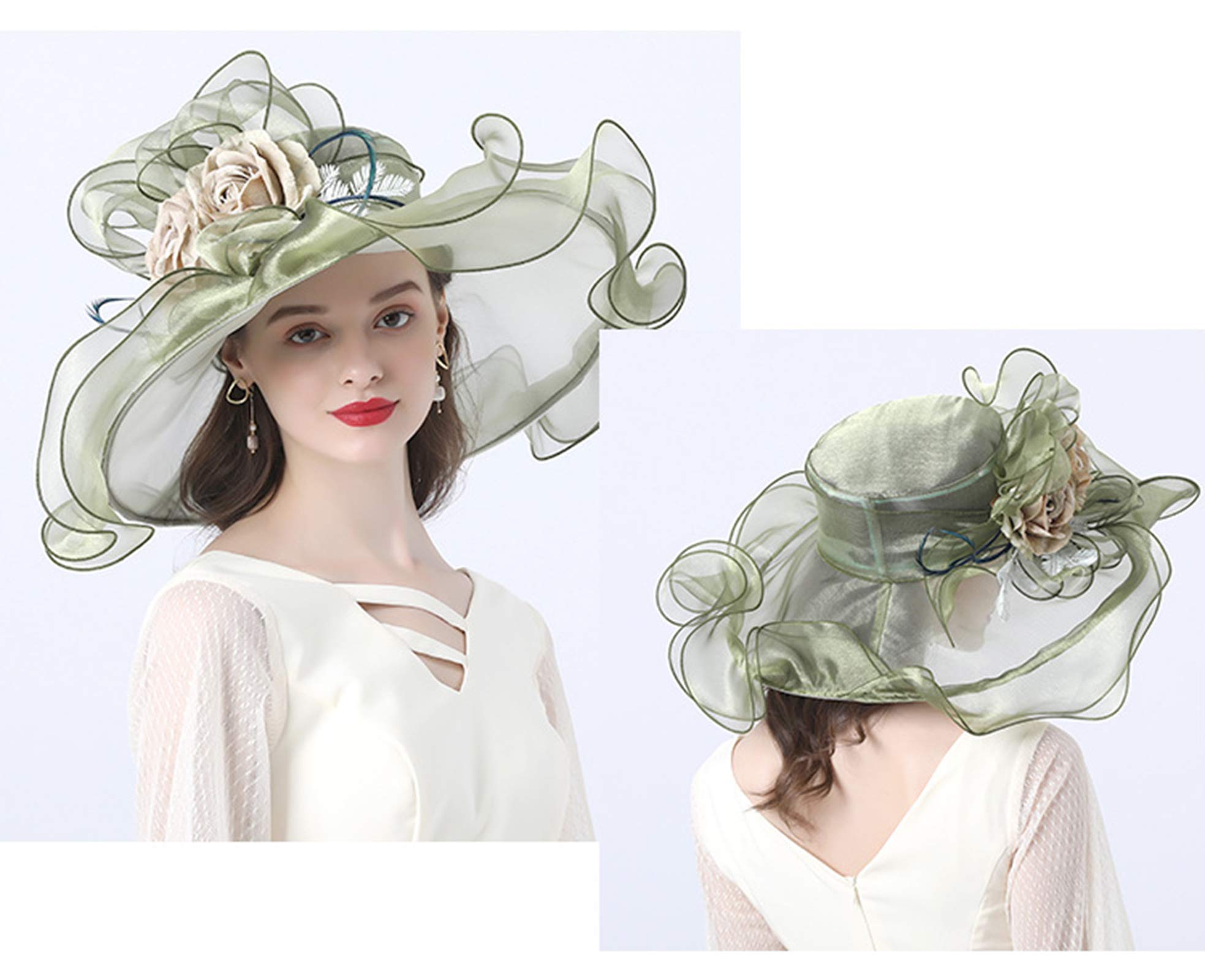 ORIDOOR Women Organza Fascinator Church Derby Hat Floral Tea Party Wedding Hat