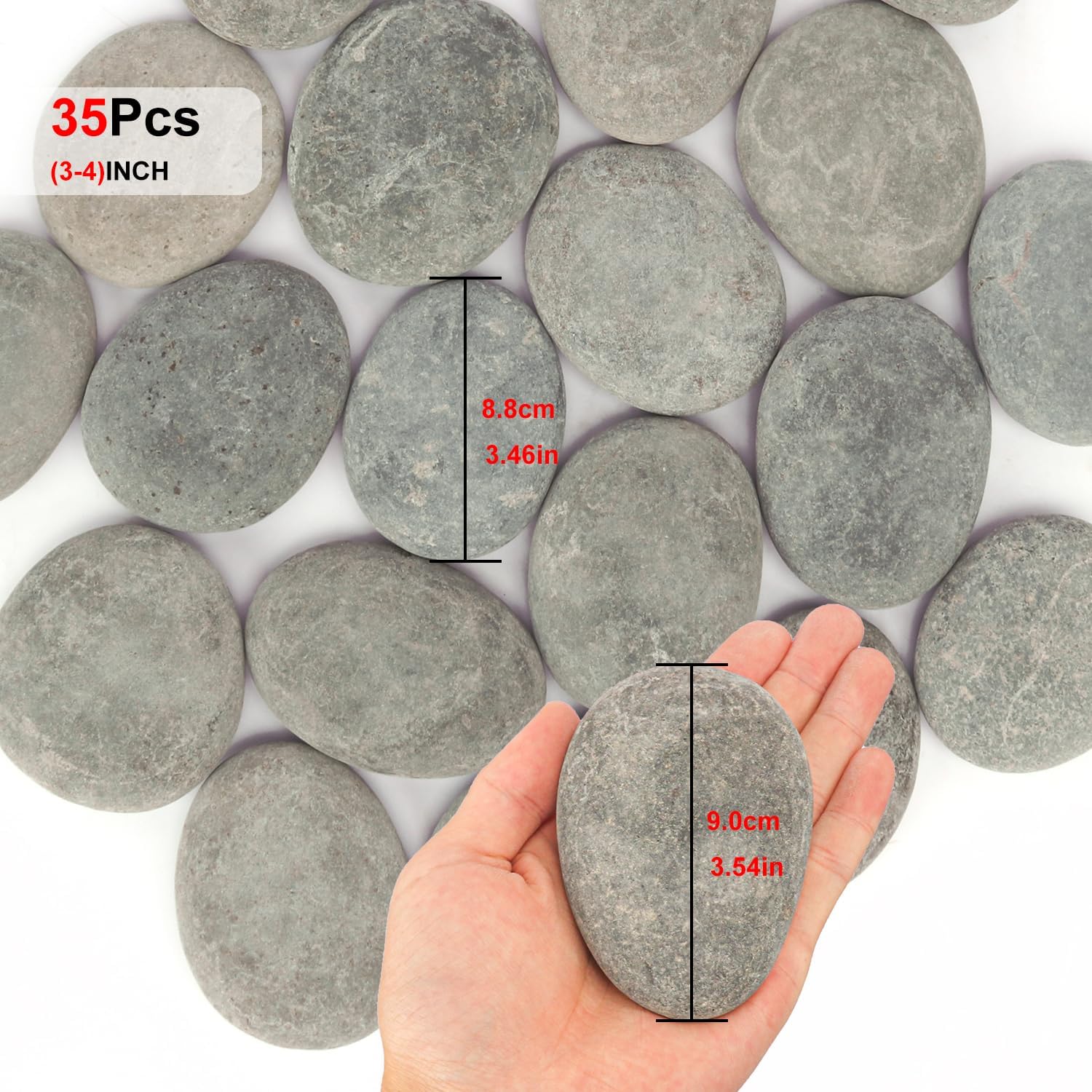 35 PCS Premium Extra-Large Rocks for Painting, 3-4 Inch Craft Stones for Art and DIY Projects, Flat Rocks for Adults – Natural River Rocks Creative for Crafting