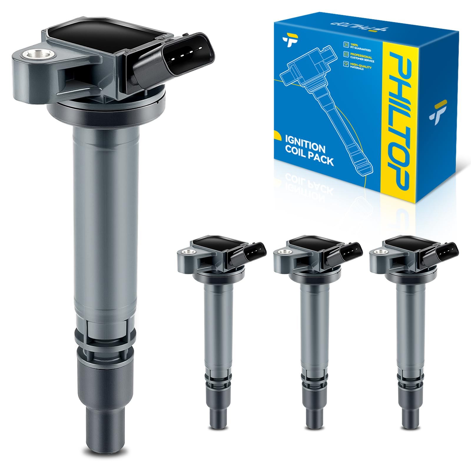 PHILTOP UF314 Ignition Coil Pack Compatible with 2000-2005 Celica, 2005-2011 Elise, 2006-2011 Exige, Set of 4