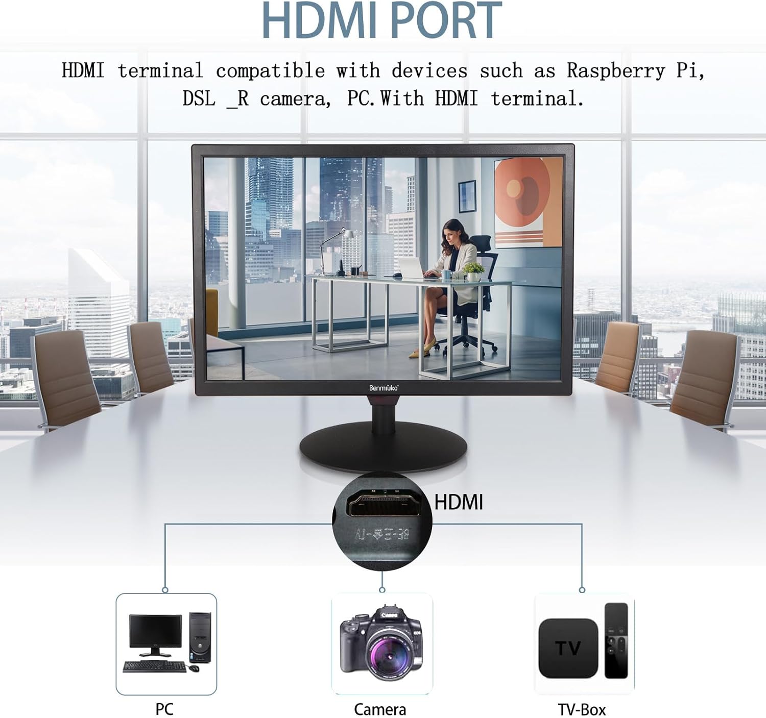22 inch Monitoring Display Screen Security Camera Monitor LCD Multi Functional Interface HDMI, BNC, VGA, AV, USB Input CCTV Computer Monitors Built in Speaker 1920x1080 Full HD