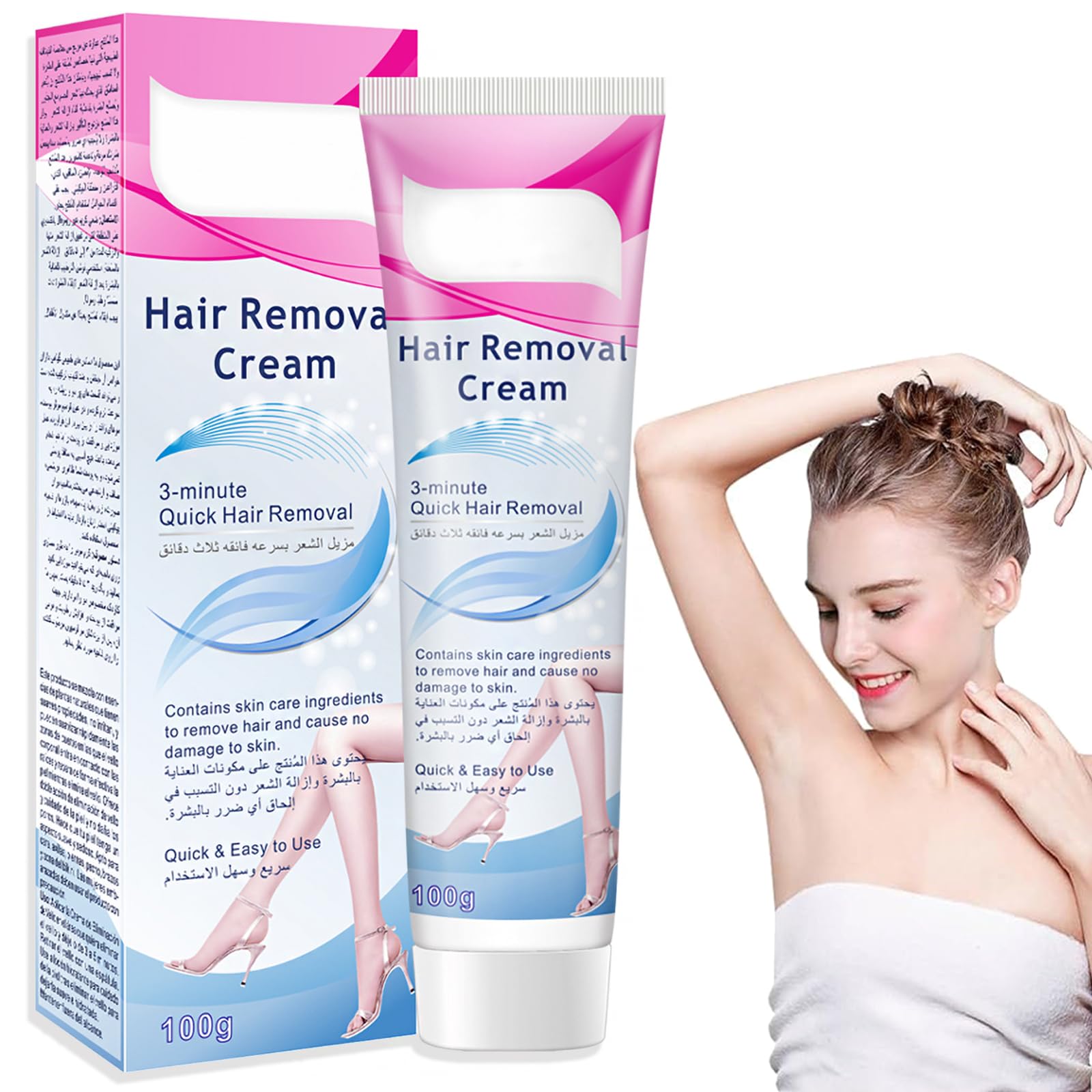 Crema Depilatoria,Crema Depilatoria Mujer,Crema Depilatoria Corporal,Crema Depilatoria para Ultrarrápida y Lenitiva,Depilación de las Partes íntimas, Pecho,Espalda,Piernas,Brazos,100g