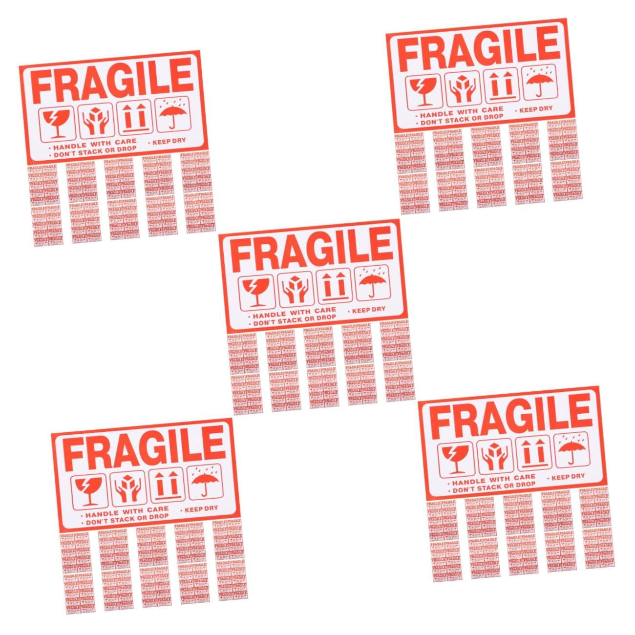 Amosfun 5 Ensembles Autocollants Avertissement Fragile Auto Adhésifs Lot De Étiquettes De Transport Rouge Pour Protection Des Colis Pour Et Expédition Articles 20 Feuilles*5