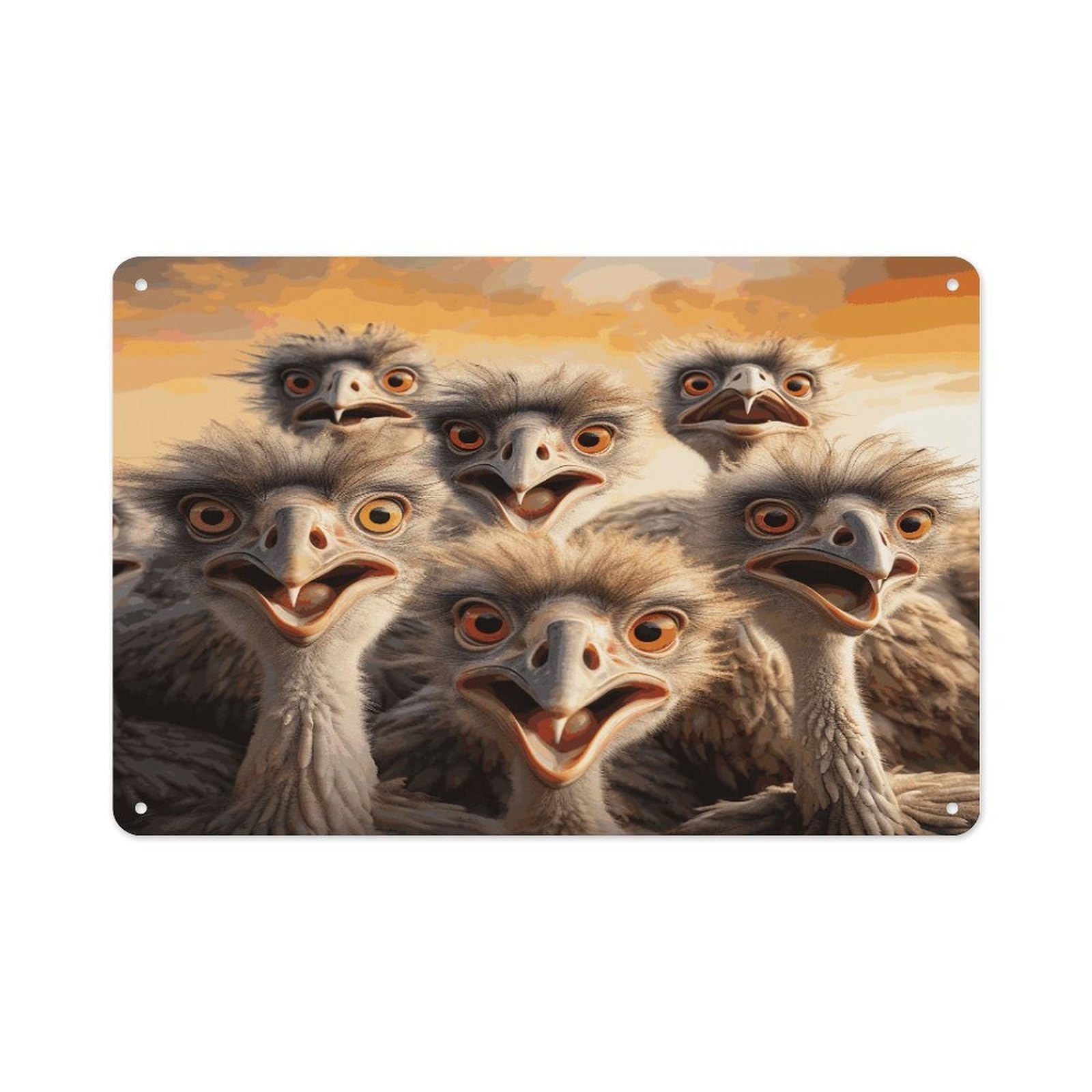 Btcowzrv Style A Flock Of Ostriches Metal Sign 7.9 X 11.8 Inch, Aluminum Sign Wall Art Decor Easy To Install, Decorative Plaque For Home Bar Kitchen Pub Shop Garage