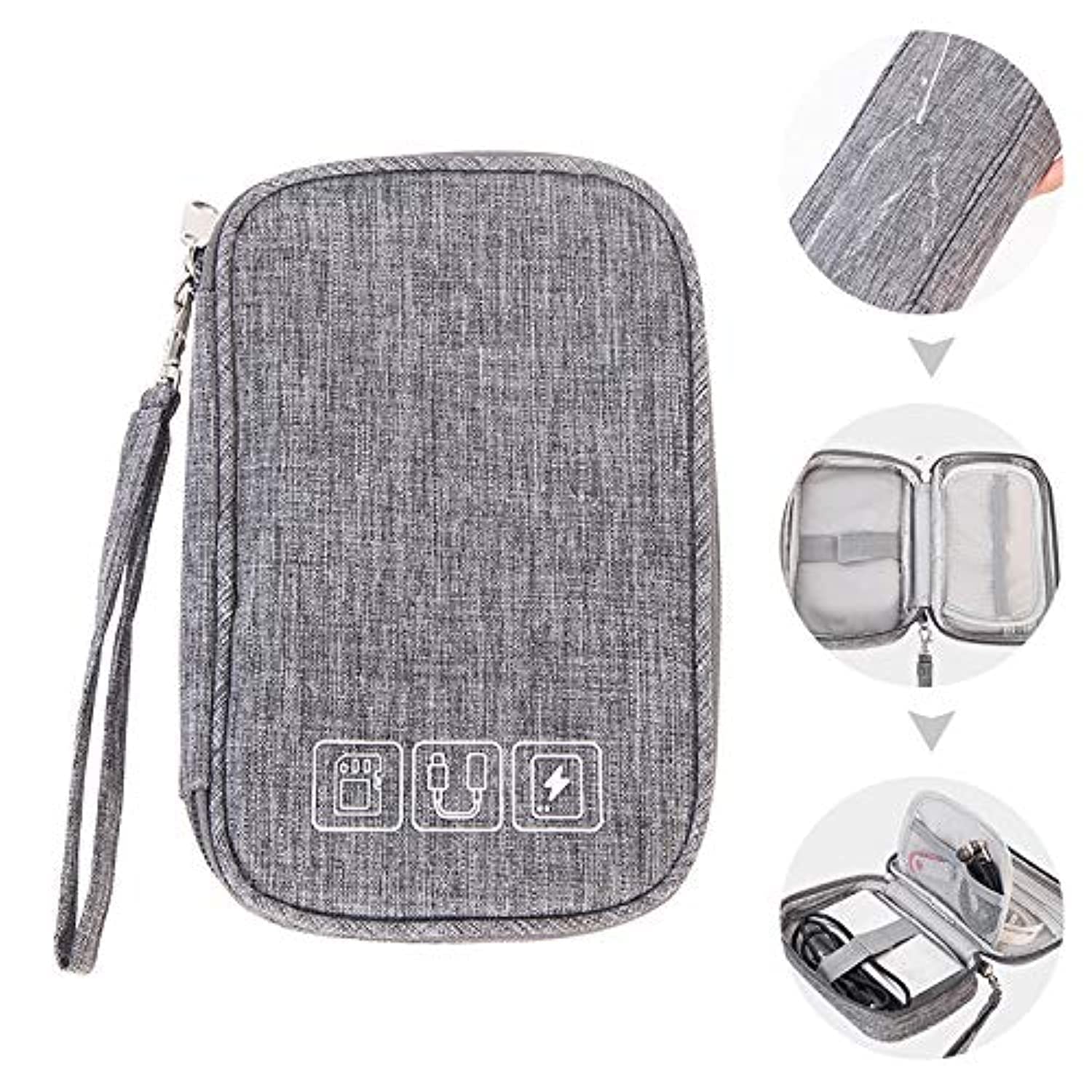 COOLBABY Small Cable Organizer Travel Case All-in-One Electronics Accessories Cases for Cables Chargers USB Earphones Portable Hard Drives Power Banks(Grey)
